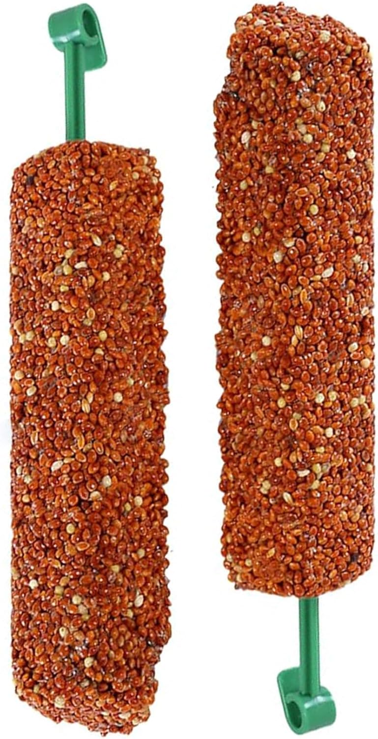 2 Pcs Natural Bird Treat Sticks for Parrots – Chewing Foraging Training Reward Snacks for Conure Cockatiel Parakeet Finch Myna Canary, High-Protein Healthy Bird Food