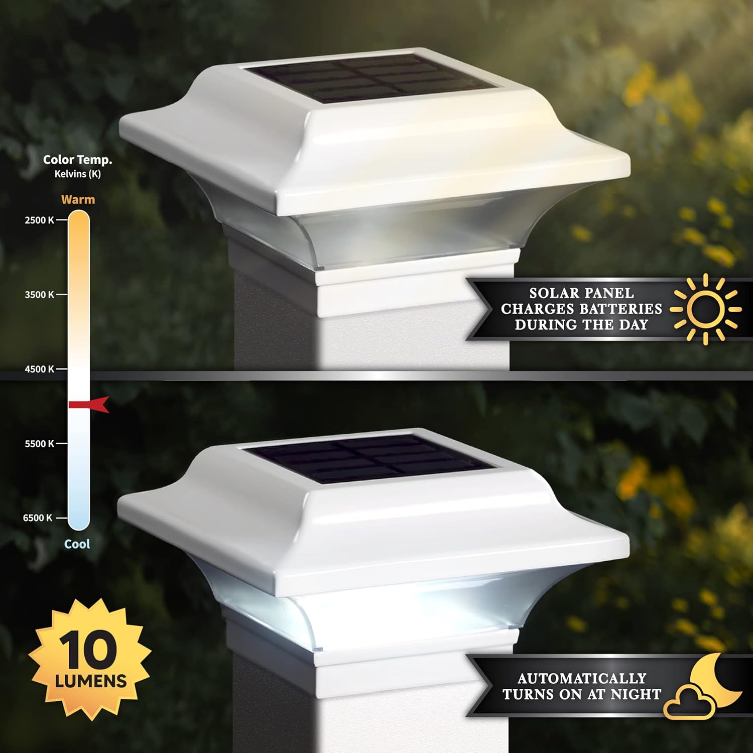 Classy Caps SLO82W Imperial Solar Post Cap - Fits 2" x 2", 2.25" x 2.25", 2.5" x 2.5" Posts - White Powder Coated Aluminum (4)