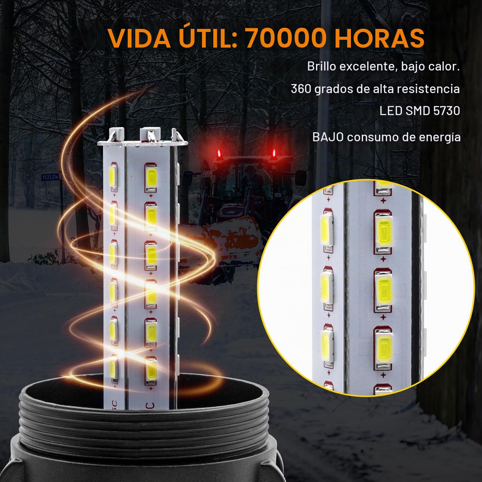 Biqing 1PC Luz de Baliza de Advertencia LED Rojo,30LED Luces de Advertencia Estroboscópicas 12V 24V Luz Rotativa de Advertencia Estroboscopica para Autobús escolar Tractor Excavadoras Camión