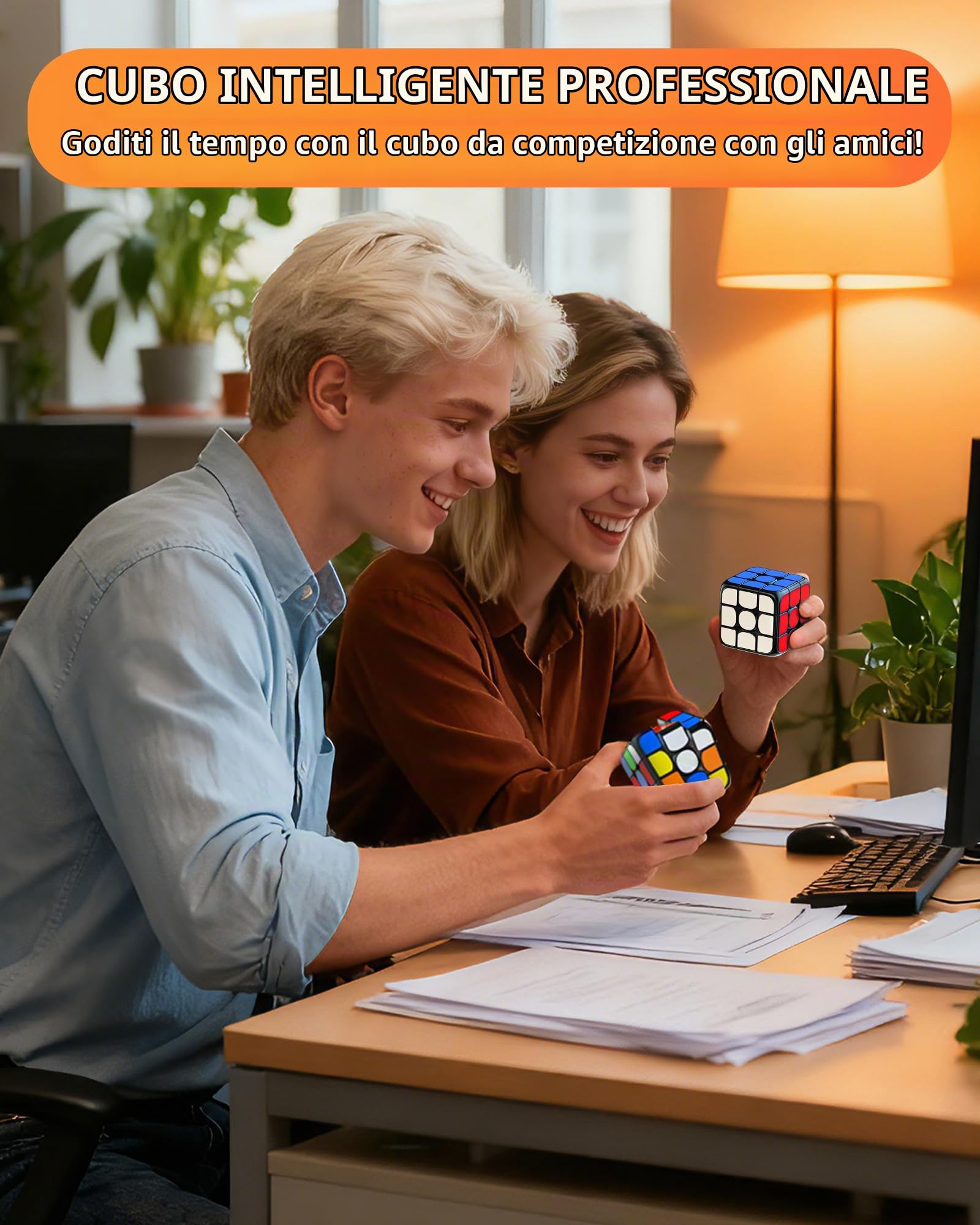 ROXENDA Smart Cube - Edizione Artistica, Cubo 3x3 Magnetico, Connessione Bluetooth, Stickerless, Sistema Magnetico Regolabile, Compatibile con App Tracciamento e Cronometro Smart Player
