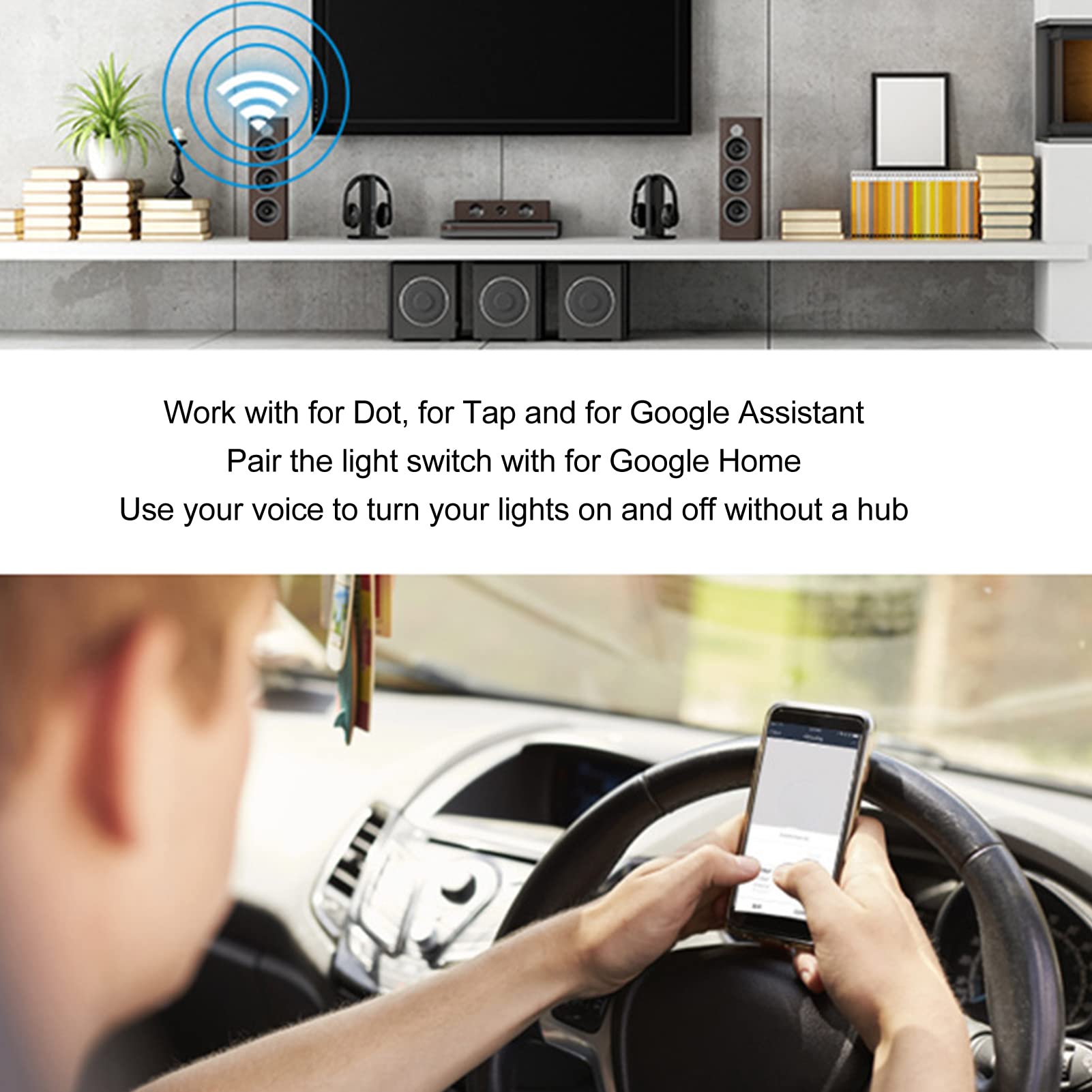 Domary Interruptor de Luz de Pared WiFi Inteligente Control Remoto por Voz Diseño Táctil para una Vida Cómoda AC100~240V