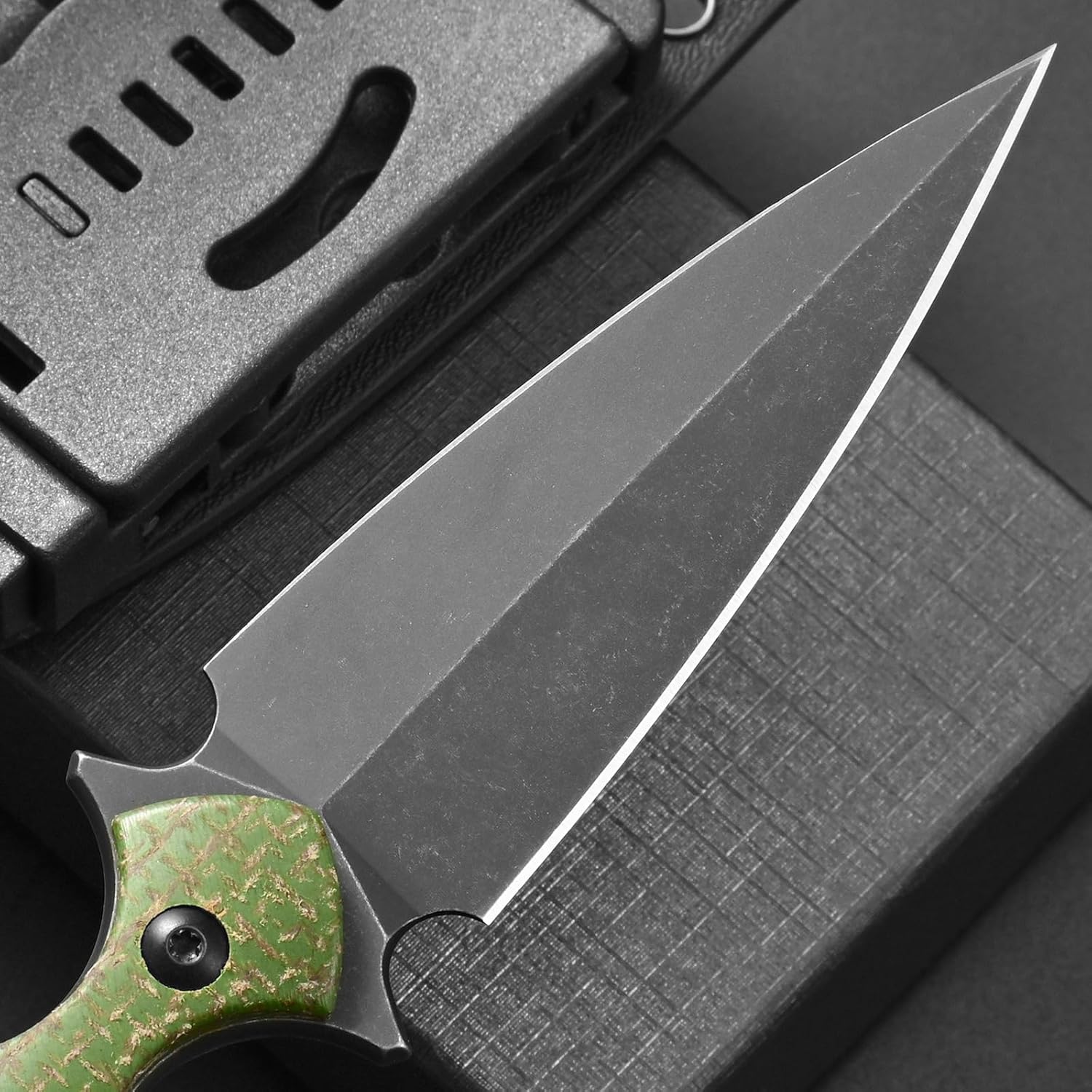 C1292 Fixed Blade Knife D2 Blade Micarta Handle EDC Tool Knifes for Outdoor Camping Survival Hiking(Green)