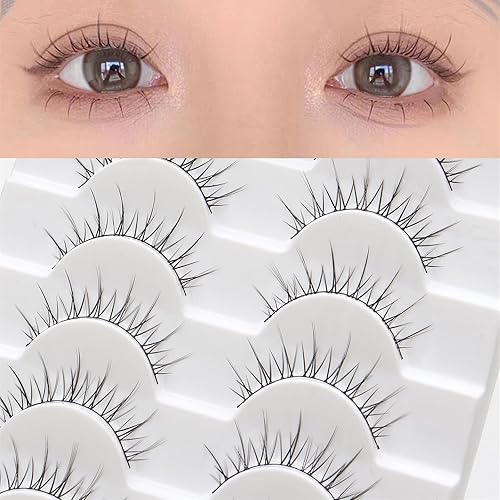 Miniatura 3 de outopen 10 pares de pestañas postizas de aspecto natural, delgadas, esponjosas y naturales (A04, pestañas de manga de 10 a 0.472 in)