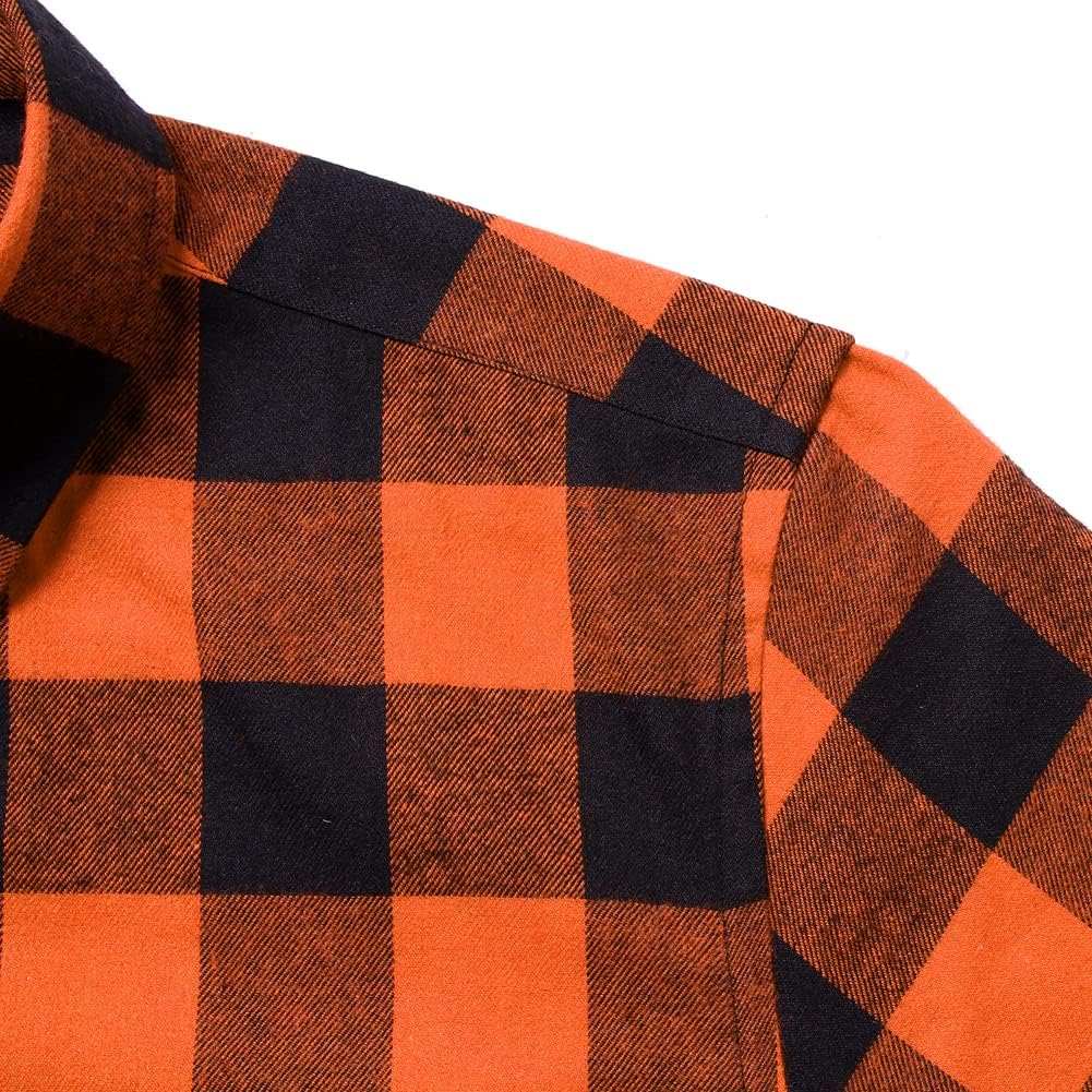 Men's Dress Long Sleeve Buffalo Plaid Checked Flannel Shirt - Image 4