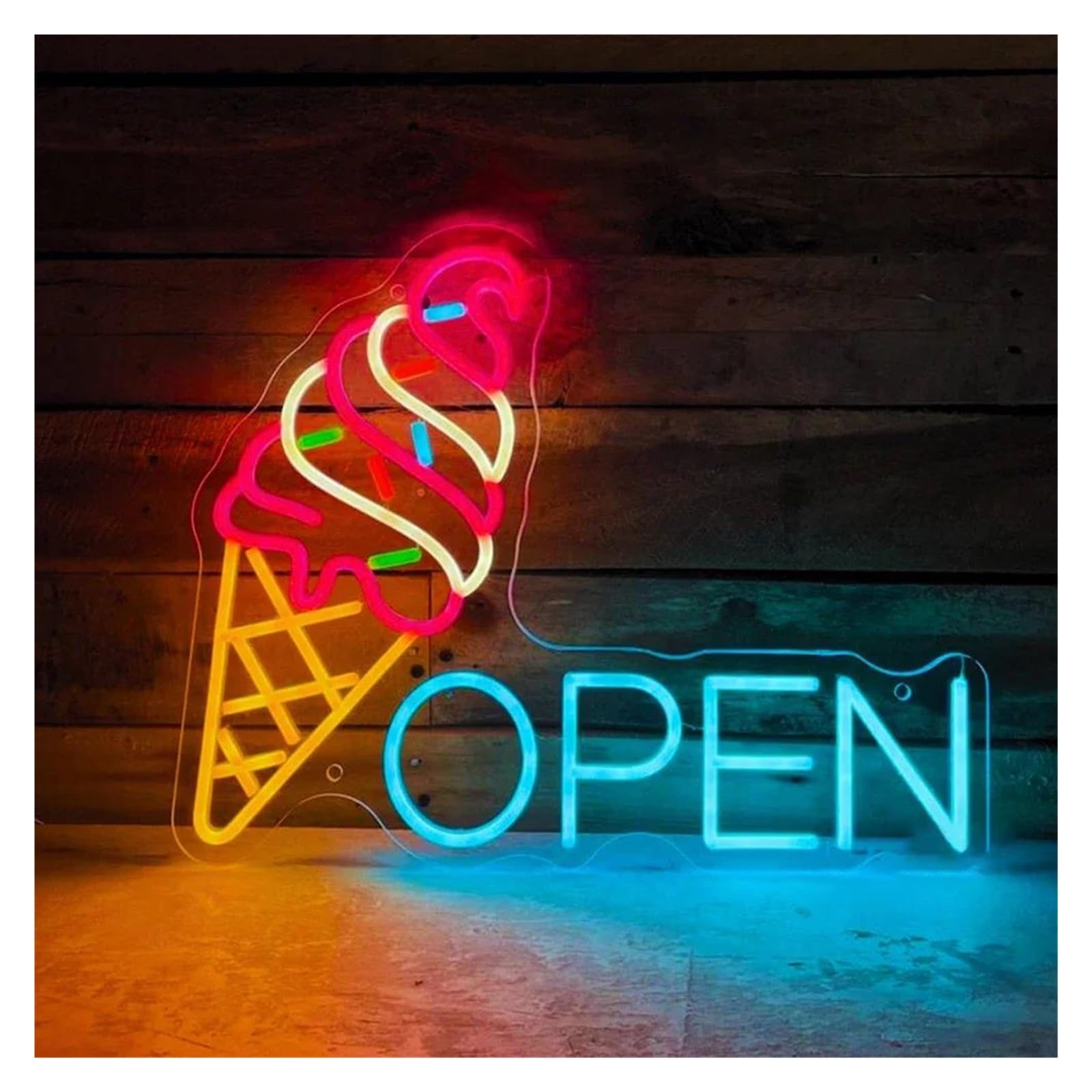 Shouxi A Sign Lamp Ice Cream Open Neon Sign For Dessert Bar Restaurant Wall Decor(,50Cm)