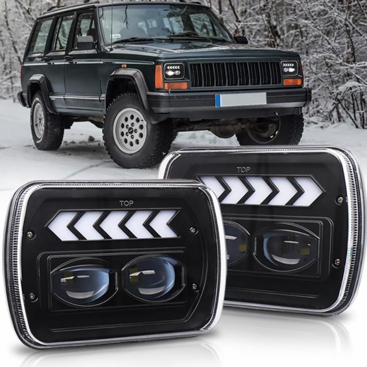 Fari LED per Suv 5x7 Pollici Segnale di Direzione a Scorrimento, Impermeabili Ip67, in Lega di Alluminio, Luce Luminosa e Resistente per Fuoristrada
