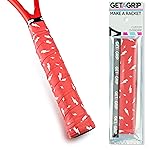 Get A Grip - Custom Tennis Racket Grip Tape - Anti-Slip/Quick-Drying Tennis Overgrips - Precut Badminton Racket Grip with Finishing Tape (Charged Up (red), 1 Grip)