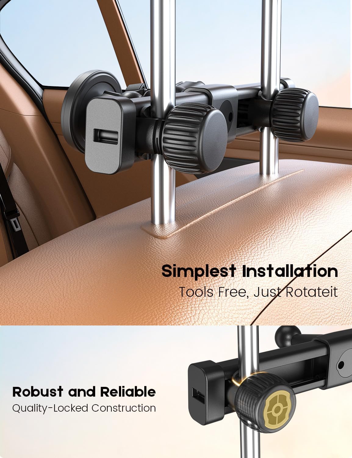 OHLPRO Tablet Holder for Car Headrest,360°Adjustable Magnetic Tablet Mount for Car Backseat,Gifts Road Trip Essentials for Kids,Fits for 4.7-17" Device Like iPad Pro, Air, Mini, Galaxy, Fire