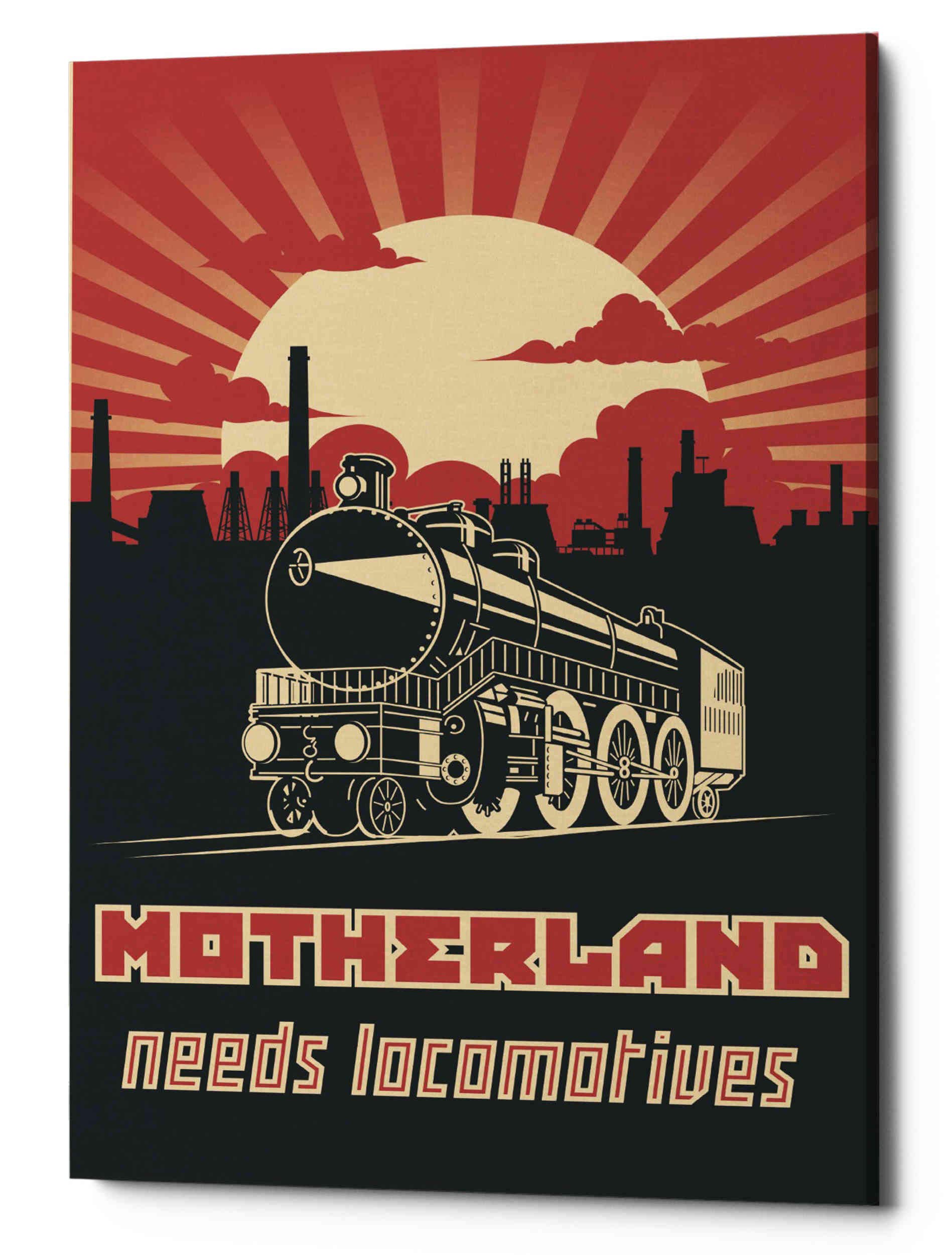 Epic Graffiti Motherland Needs Locomotives Giclee Canvas Wall Art, 40" x 60", Red