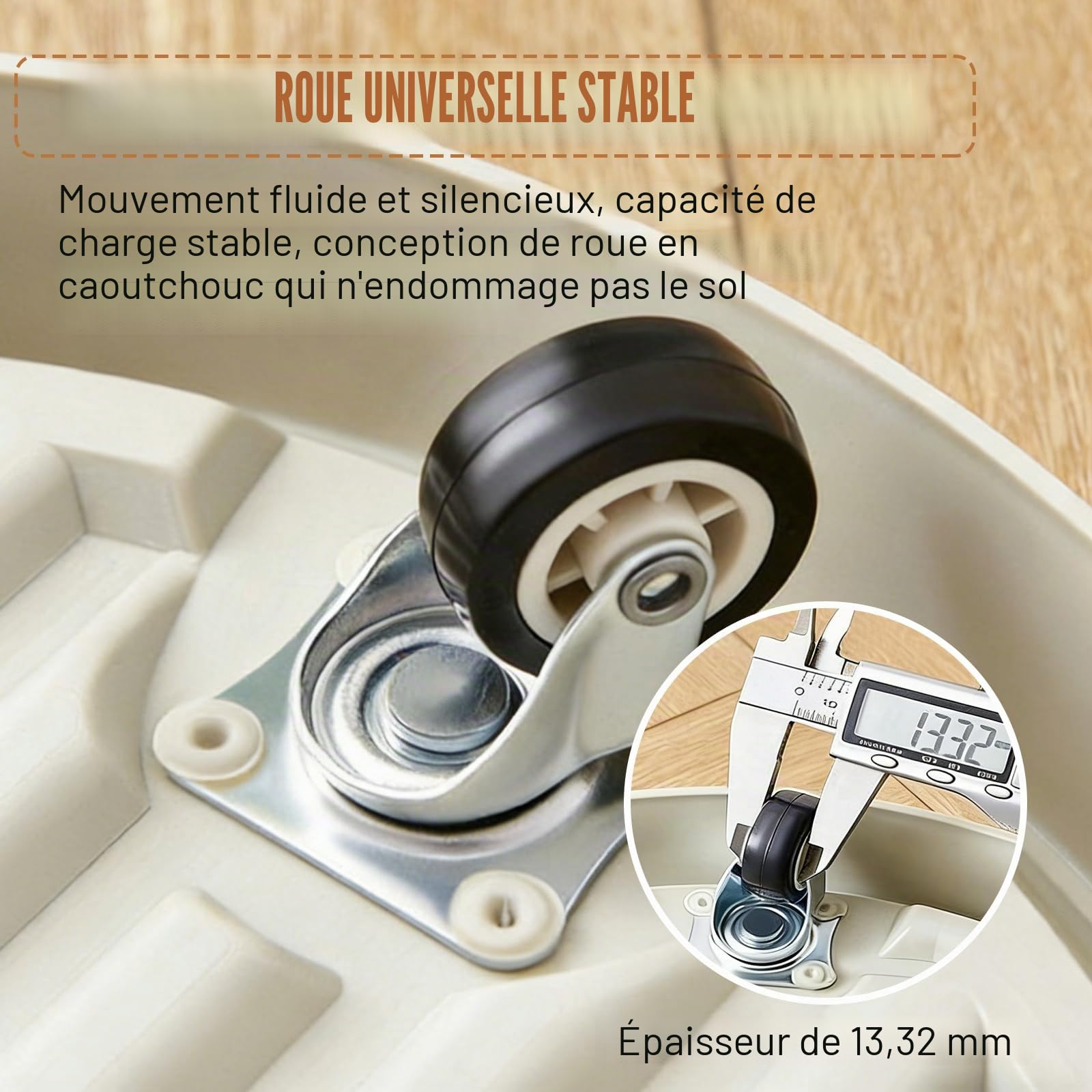 GOMETY 2 Pièces Support de Plante à roulettes Rond 31cm, Plateforme Roulante 360° avec roulettes Invisibles, Charge 75 kg, Plastique Durable pour Pots de Fleurs Intérieur/Extérieur, Blanc Cassé