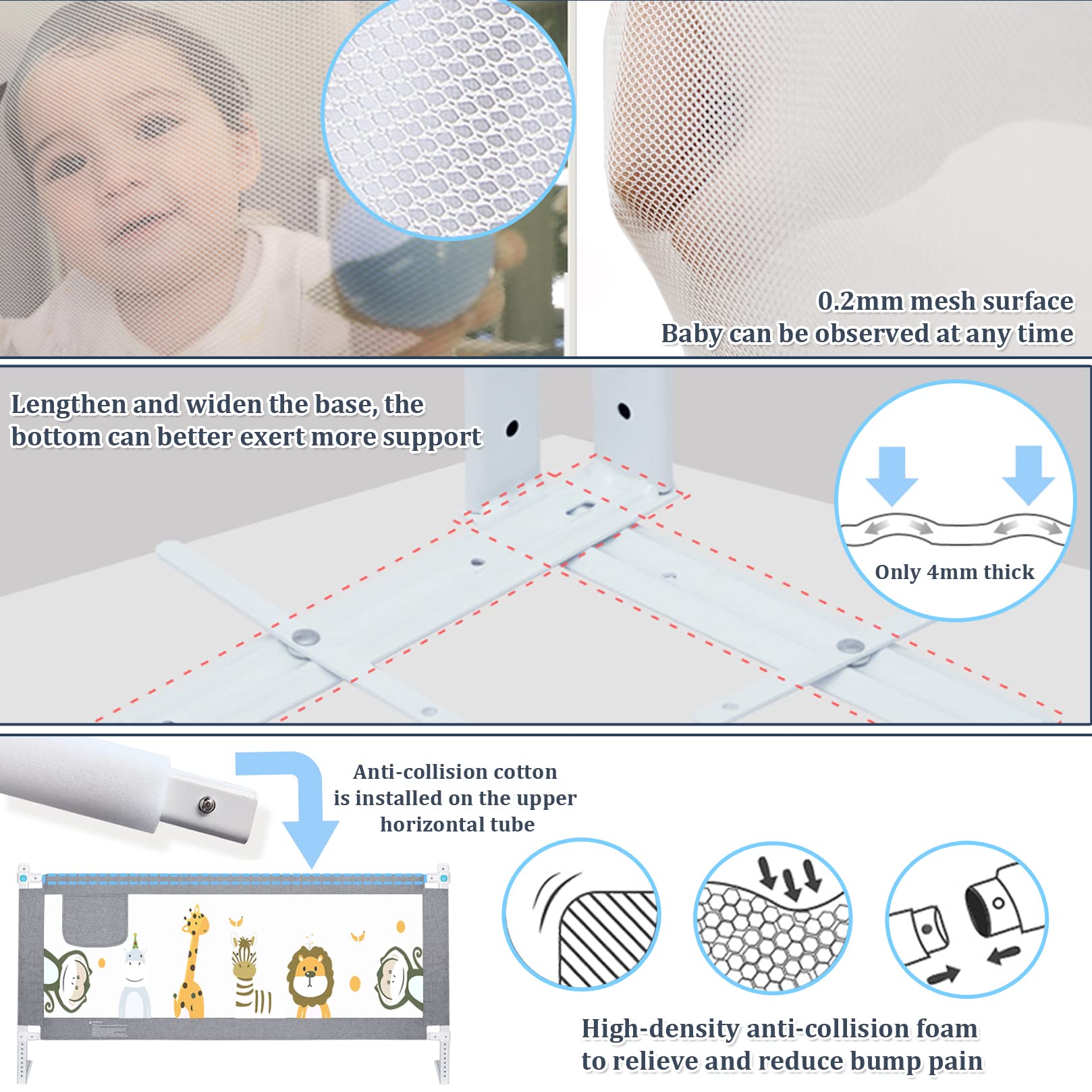 Barrière De Lit Bébé Et Enfant 190cm, Barriere De Securite Enfant Lit avec élévation Verticale Et Double Verrouillage, Protection Lit Enfant (1 Côté)