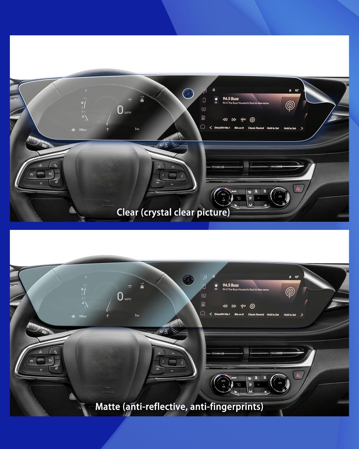 (set of 2) 2026 2025 2024 Buick Envista Encore GX Screen Protector is a Continuous for 2026-2024 Envista/Encore GX (Sport Touring/Preferred/Avenir) 11Inch Nav. 8Inch Dash Nano Screen Protector