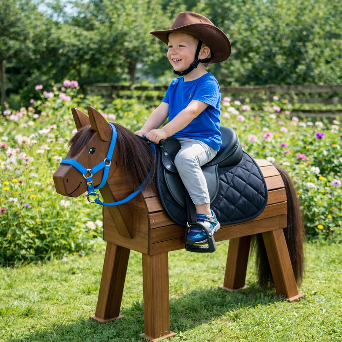 Selle de cheval en bois West Selle My Happy Pony Shetty Pony avec tapis, sangle, étriers (noir)