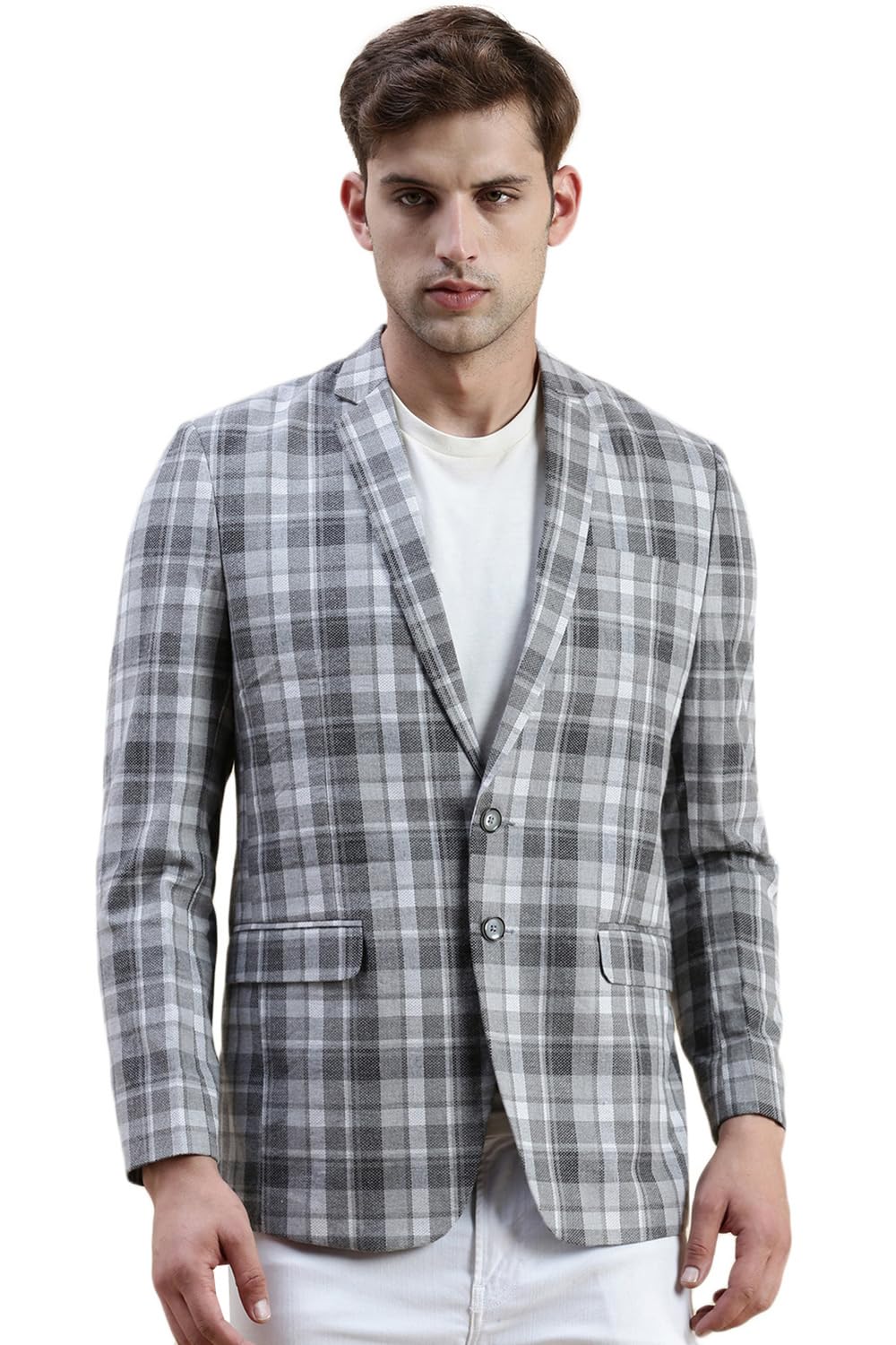 showoffff Men Check Print Single Breasted Casual Blazer | Notched Lapel Full Sleeves Cotton Blazer for Mens | Slim Fit Regular Length Blazer for Men's-picture-22