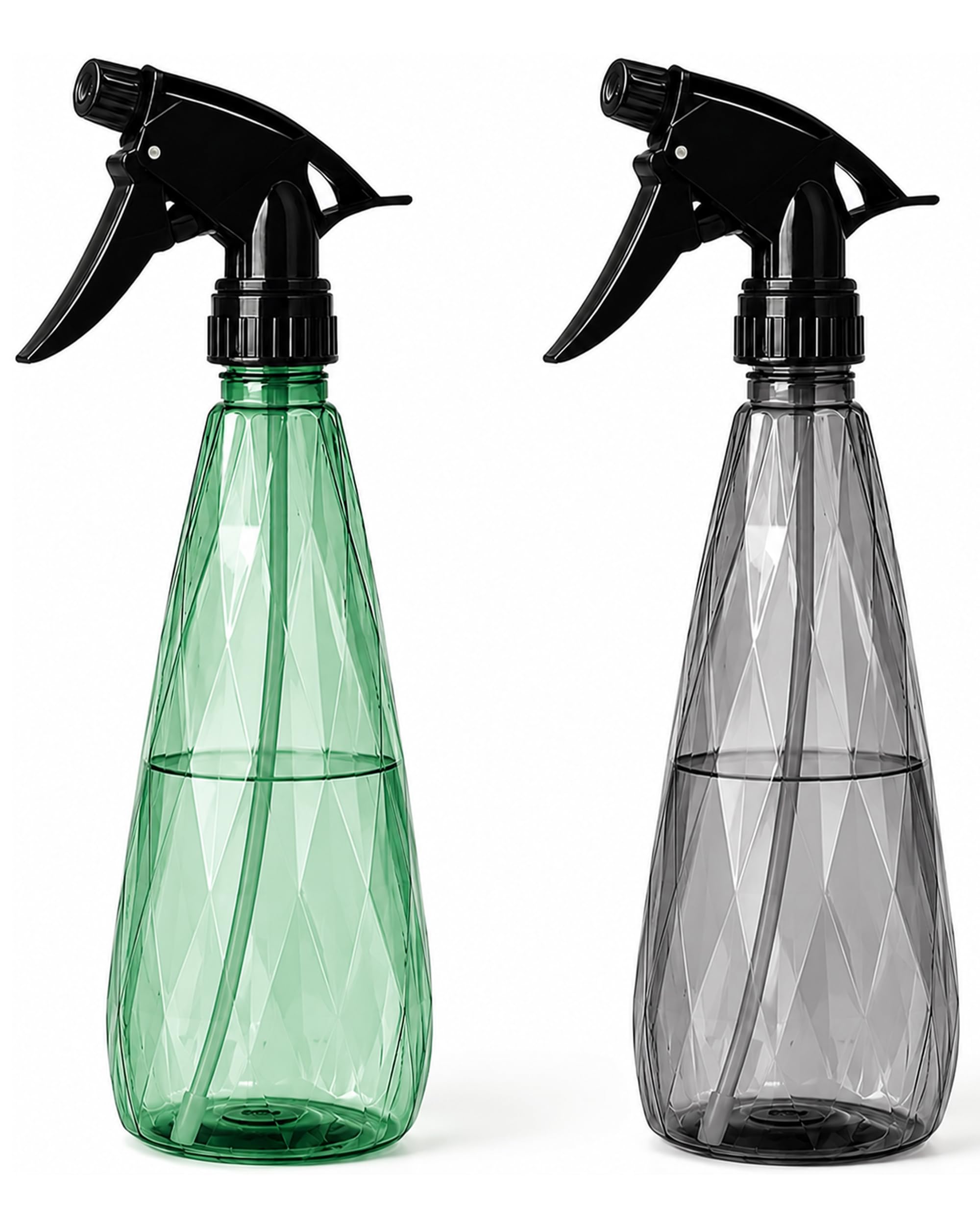 KEPLIN 600ml Spray Bottles, 2 Pack, Adjustable Mist Nozzle, Grey & Green