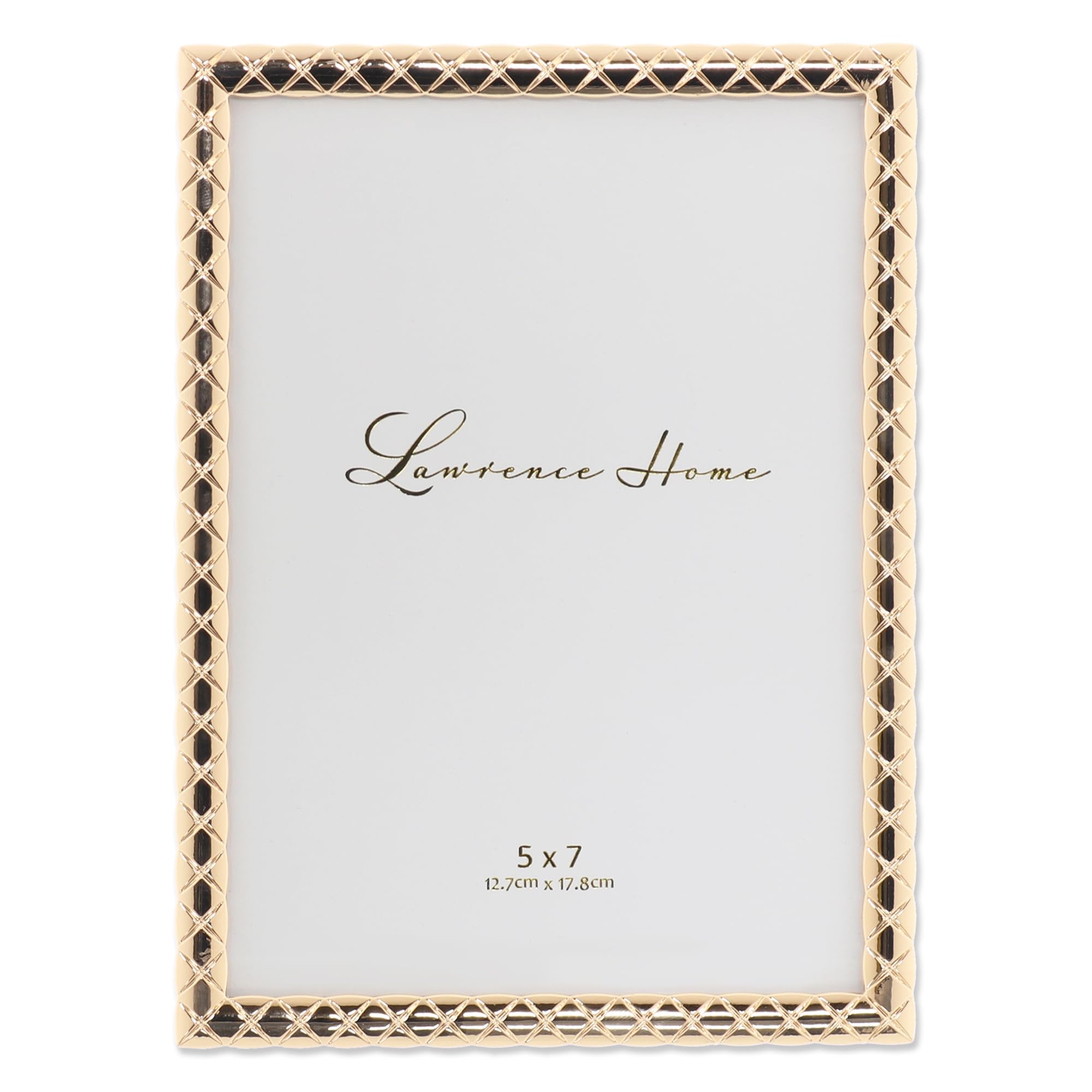 Lawrence Frames 5x7 Gold Cast Metal Picture Frame - Designer Inspired Criss Cross Design