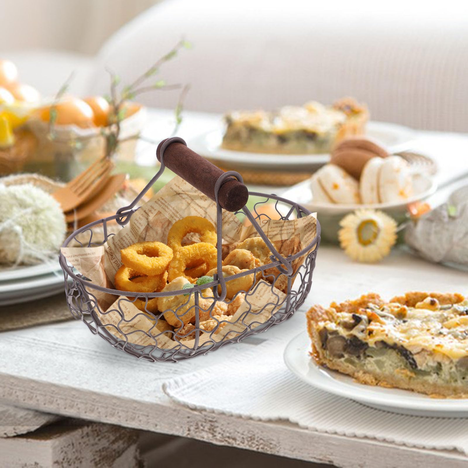 DEARMAMY Panier À Œufs Pour La Collecte D'œufs Frais Panier À Œufs En Fil Métallique De Ferme Panier De Collecte D'œufs De Style Vintage Panier À Fruits Panier À Pain Panier De