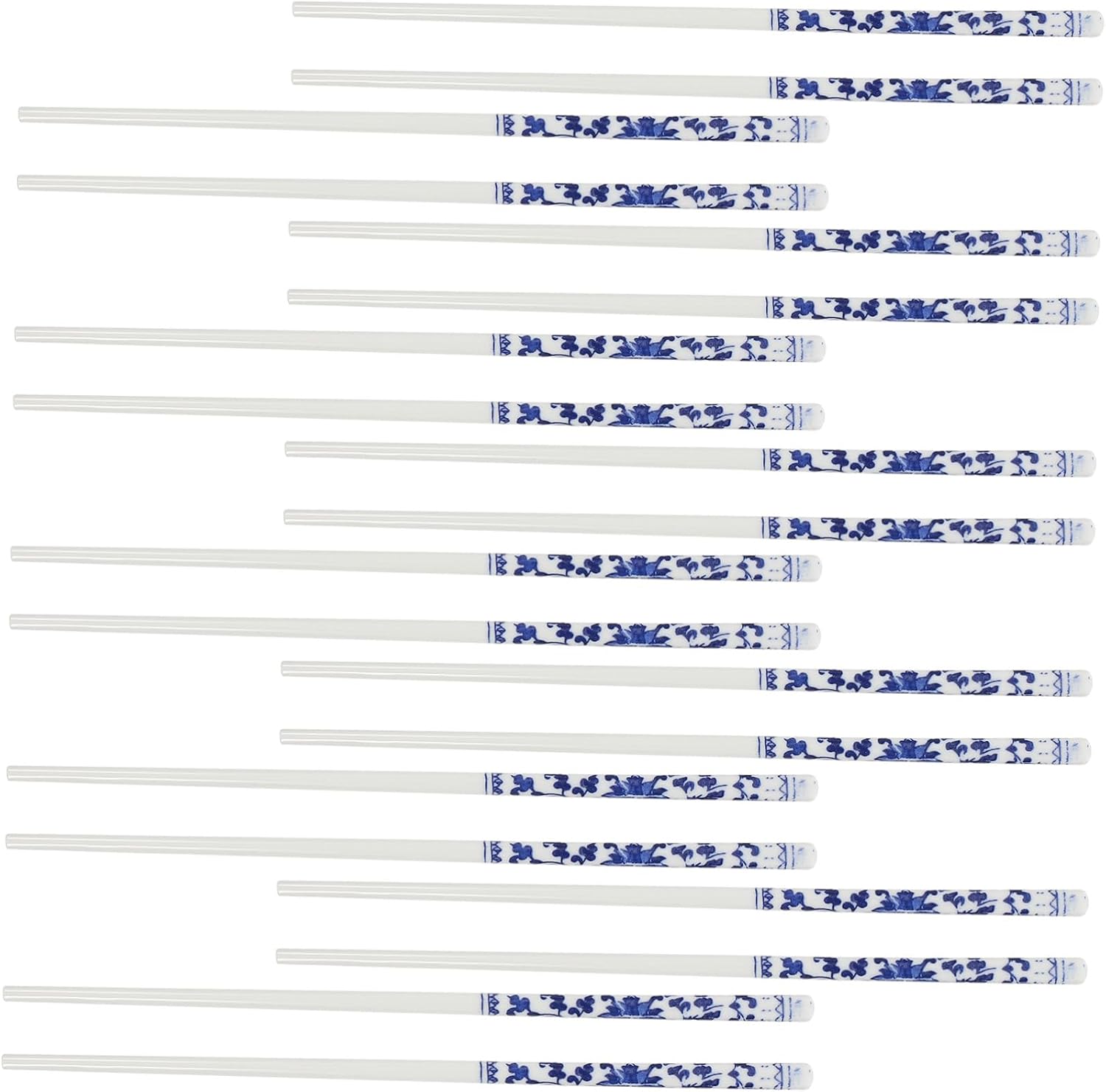 10 Pairs Blue and White Porcelain Ceramic Chopsticks Reusable Chip-resistant Tableware for Asian Dinner Party Home and Restaurant Use