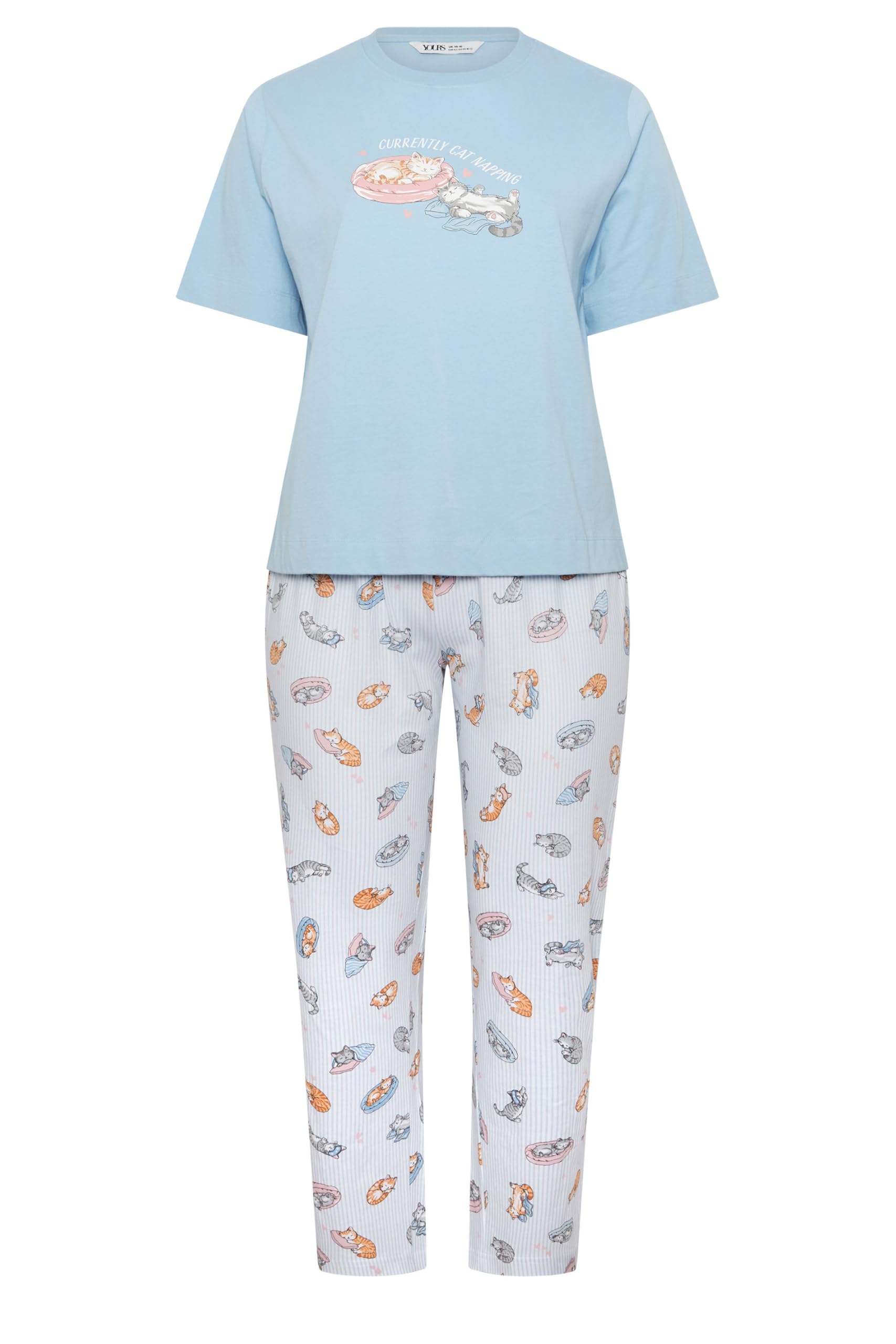 Yours Women's Pyjama Set in Baby Blue | Size: 26-28
