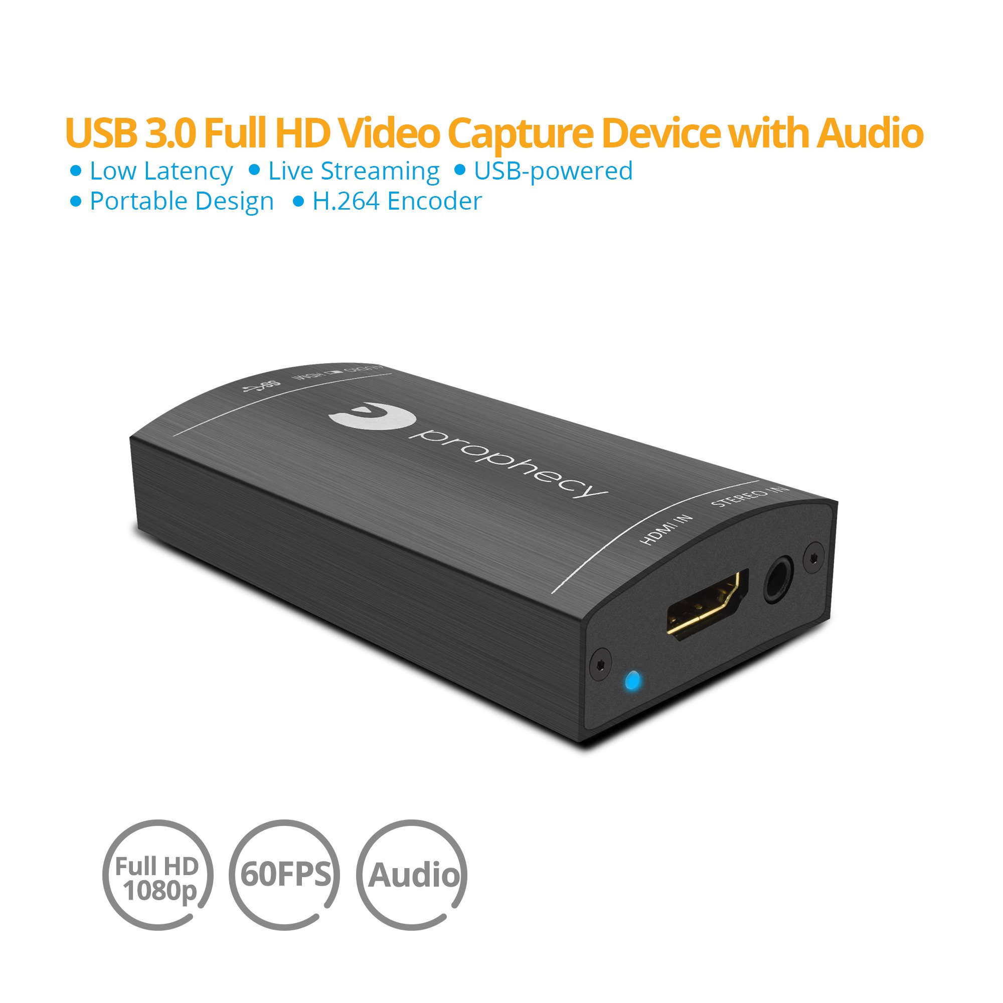gofanco Dispositivo de Captura de vídeo USB 3.0 HDMI con Audio, Capturar, transmitir, Compartir Juegos, 1080p @60Hz, Baja latencia para la Serie Xbox, PS4, Captura de Juegos, Compatible con TAA Negro