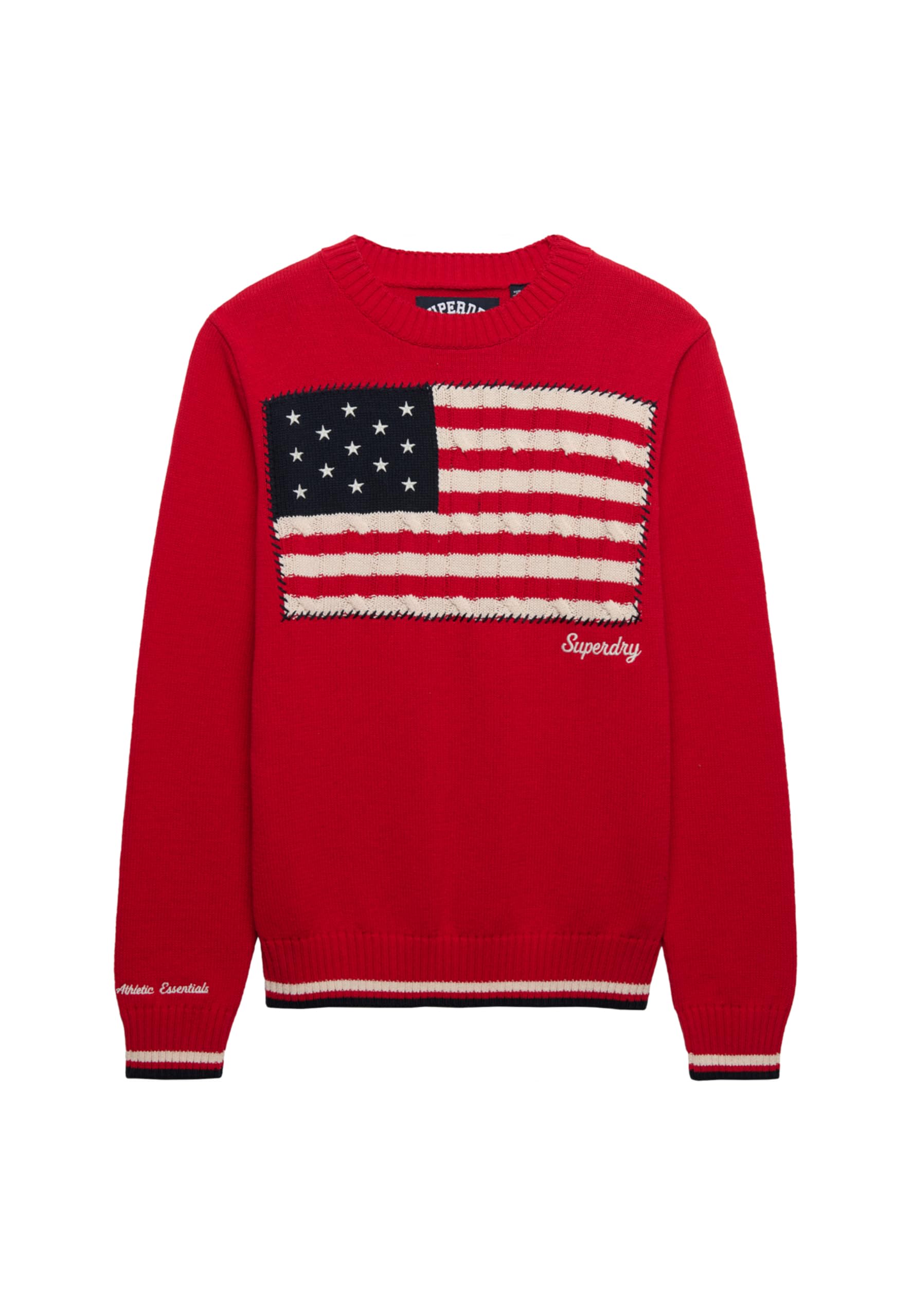 Superdry Women's Rouge Round Neck Sweater With Americana Flag Athletic Essentials
