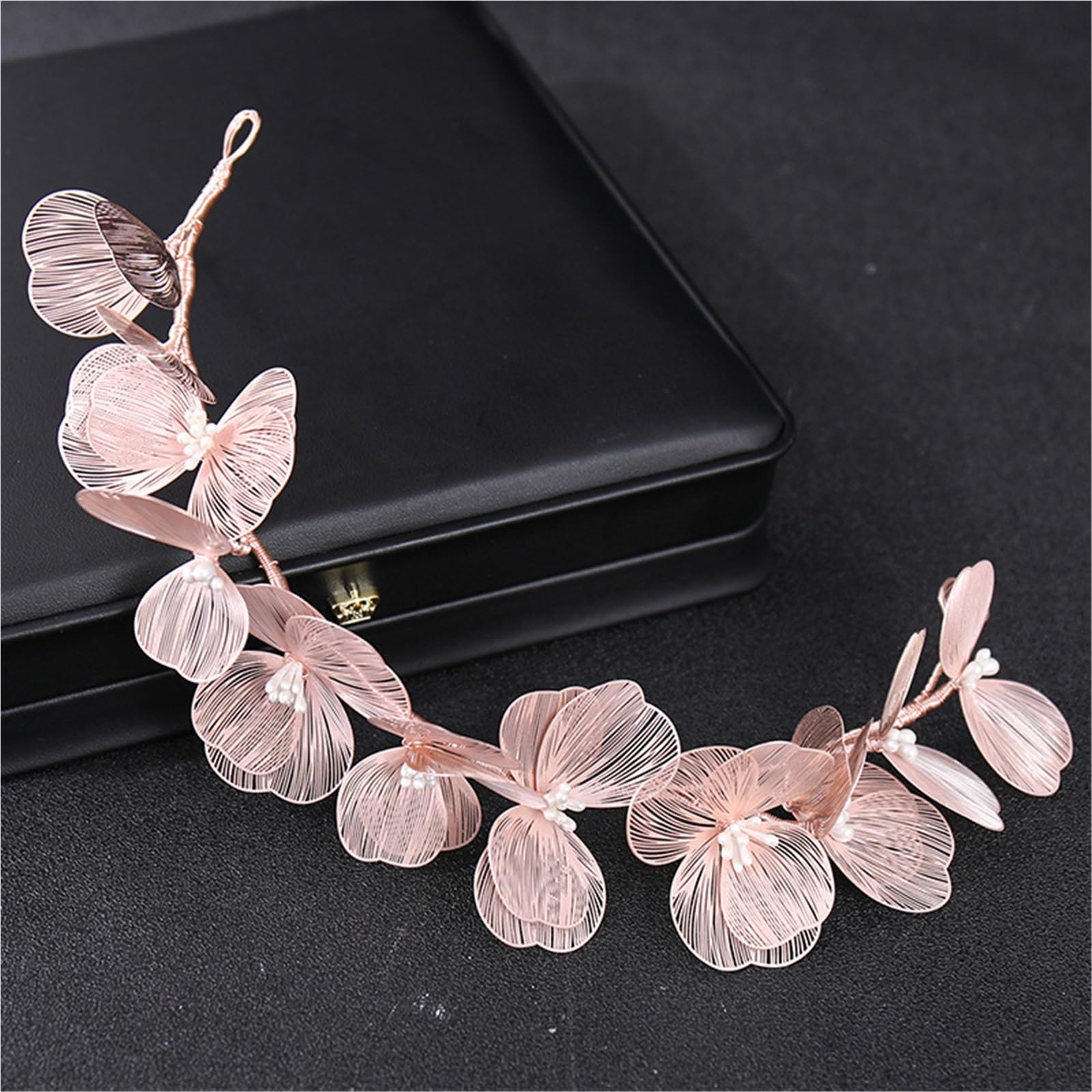Fascia for Capelli da Sposa con Foglie e Perle for Capelli da Sposa for Le Donne Accessori for Capelli da Sposa for Feste da Sposa per Matrimonio, Festa(Rose Gold)