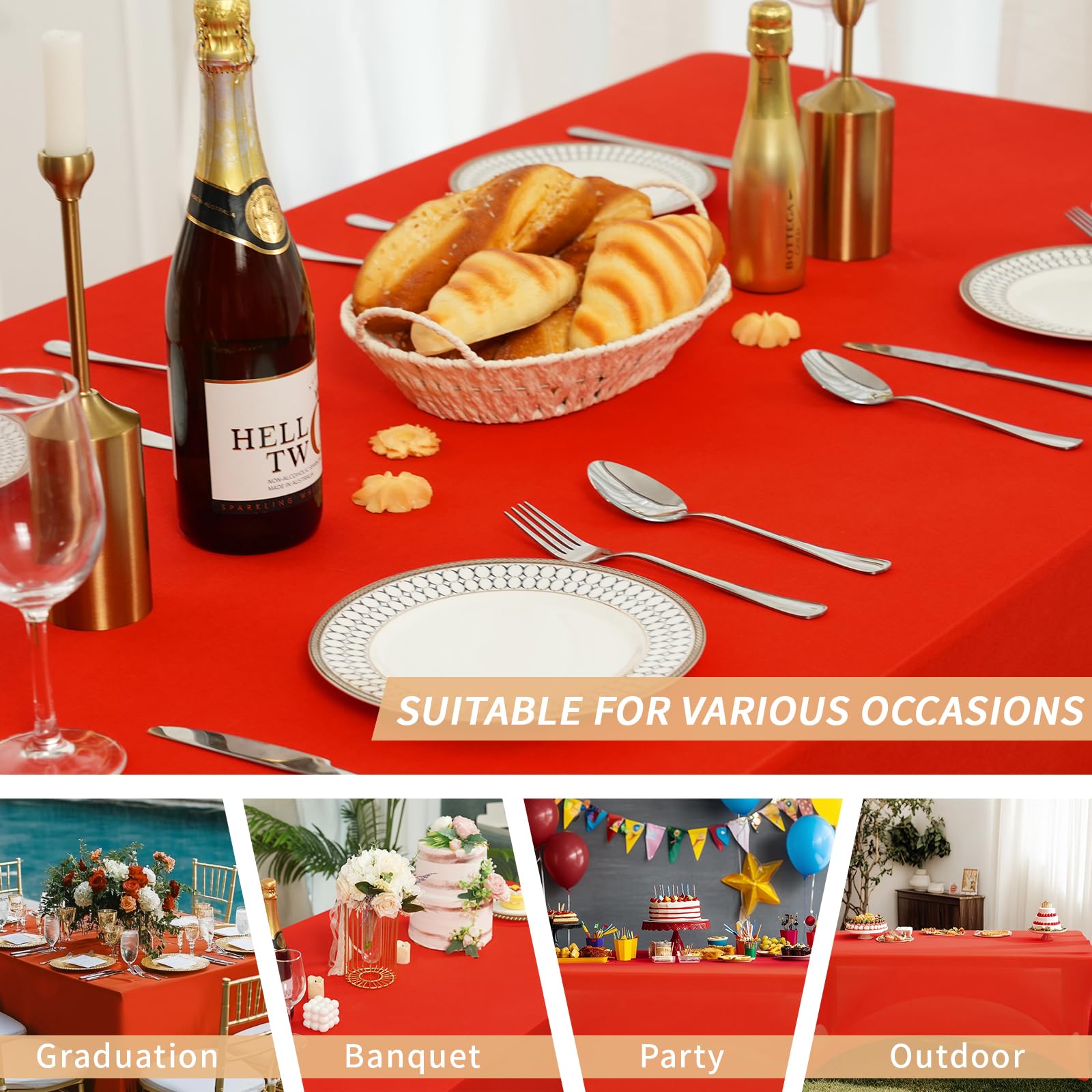 Fixwal Paquete de 3 manteles rectangulares de 1.8 m, rectangulares, elásticos, de Elastano, Ajustables, para Fiestas de Festivales, Decoraciones de Navidad, ferias, Banquetes, Bodas, Eventos