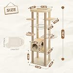 PAWZ Road Tall Cat Tree 70.9", Wood Cat Tower with Acrylic Cat Nests, Multi-Level Cat Activity Trees with Scratching Posts, Condo House and Large Top Perch for Large Cats, Beige