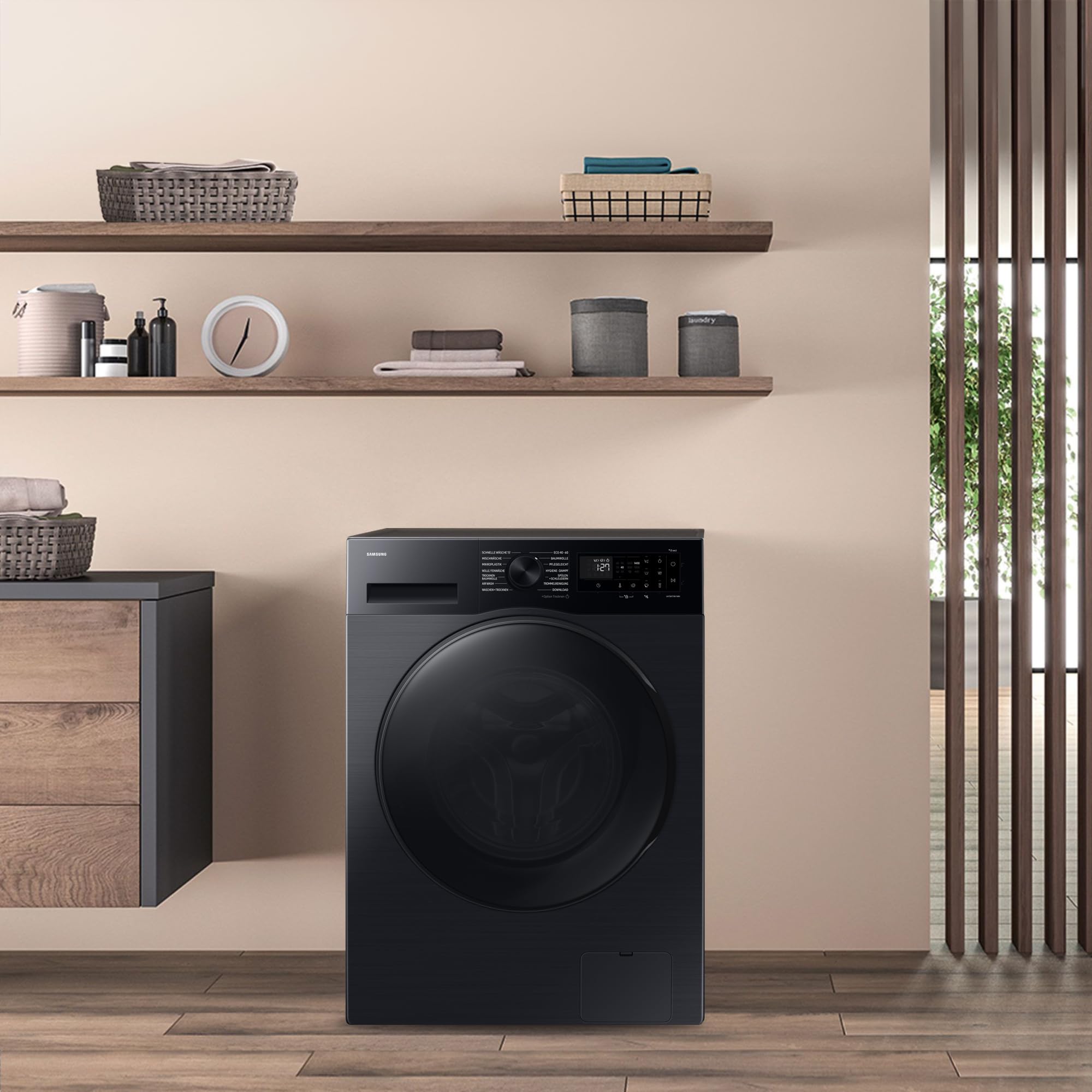 Samsung WD90DG5B15BBEG AI Waschtrockner, 9+6 kg, EEK D/A, AI Energy Mode, AI Ecobubble, Hygiene-Dampfprogramm, Schwarz