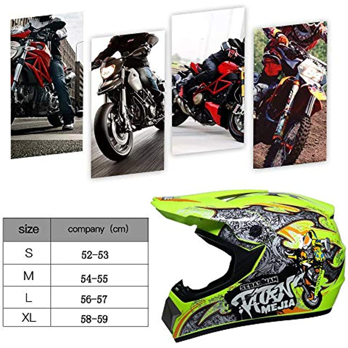 CANIAN Casco de Motocross Motos con Guantes y Gafas - Niños ATV Quad Bicicleta Go Kart - Hombres y Mujeres Cascos de Motocicleta