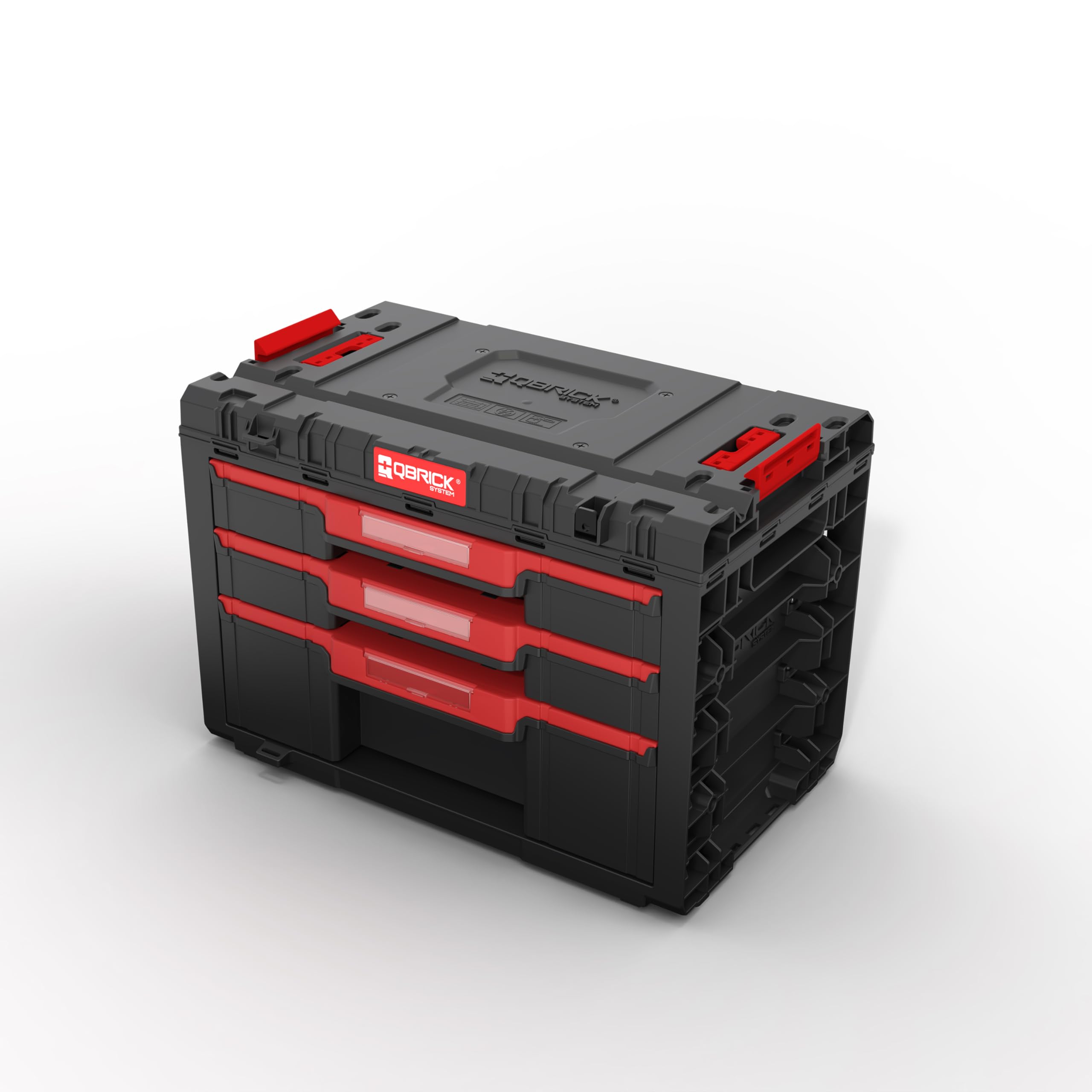 Qbrick System Skrzynka narzędziowa sortownik pusta - 3 szuflady - skrzynka narzędziowa - 542 x 335 x 369 mm czarna