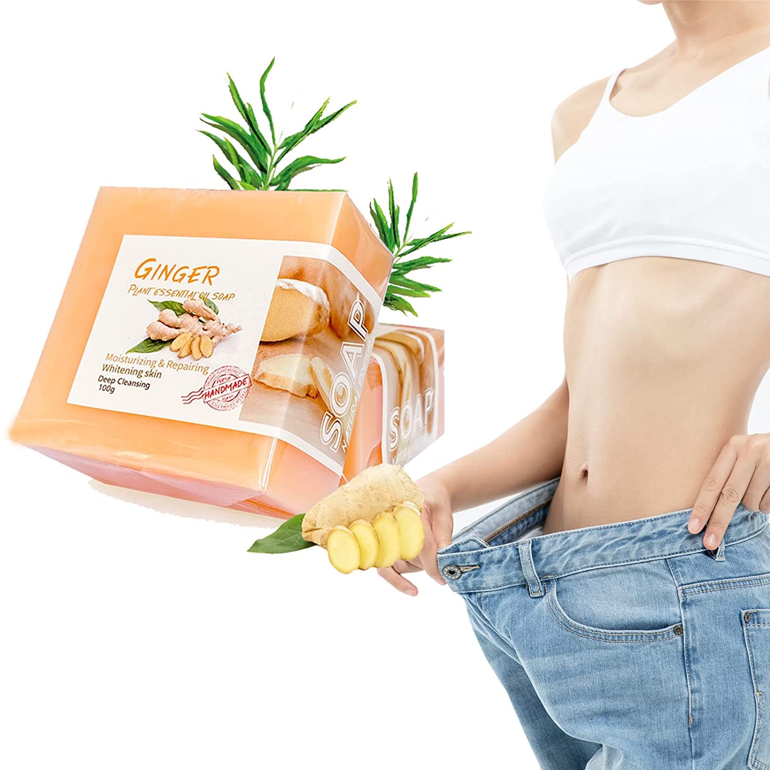 Magnesis Lymphatic Detox Organic Ginger Soap,Ginger Bar Soap,Natural Ginger Bar Soap for Swelling and Pain Relief, for All Skin Types