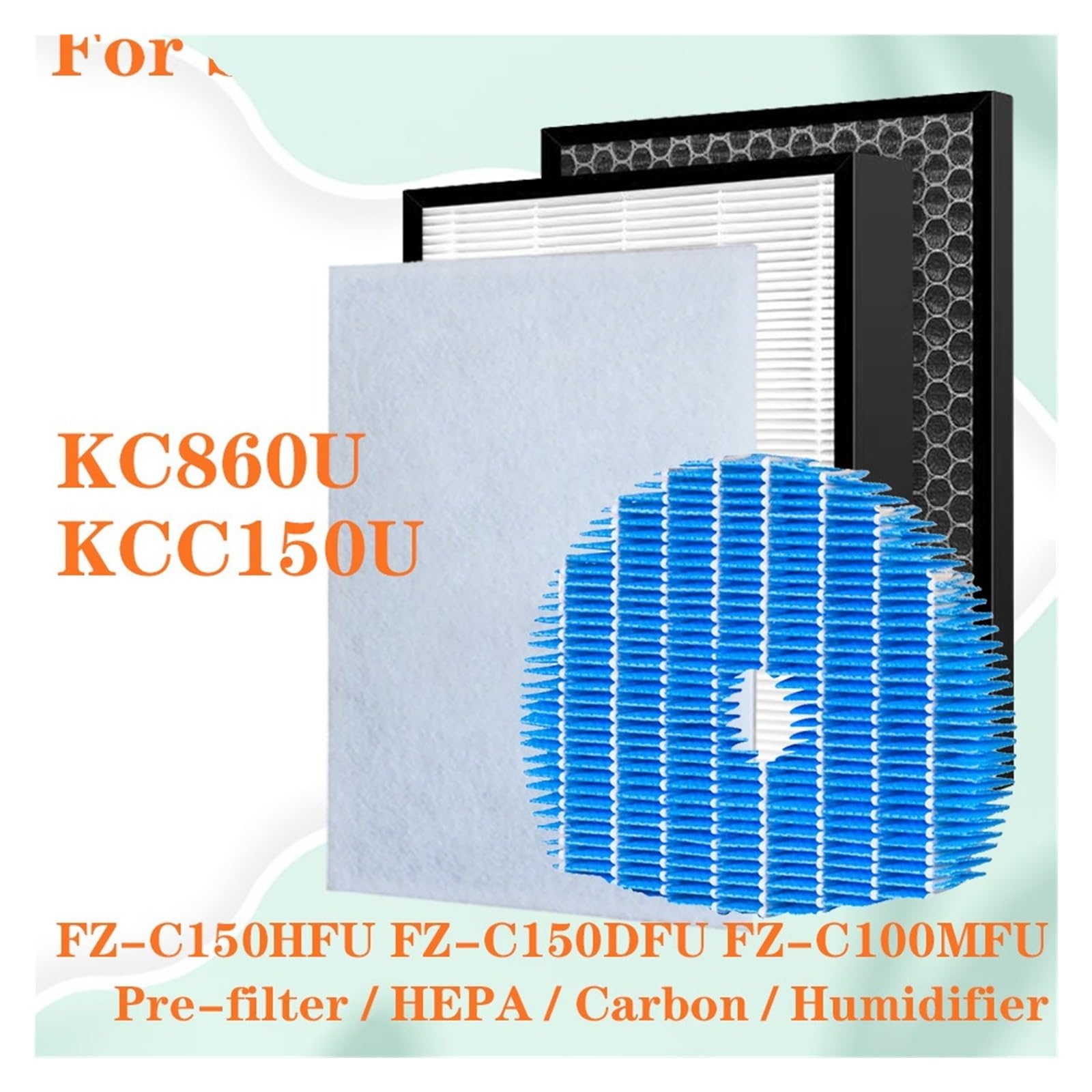 Oczyszczacz powietrza HEPA Carbon, Compatible With Sharp, KC860U KCC150U Filtr nawilżający FZ-C150HFU FZ-C150DFU FZ-C100MFU | [](1 Set)