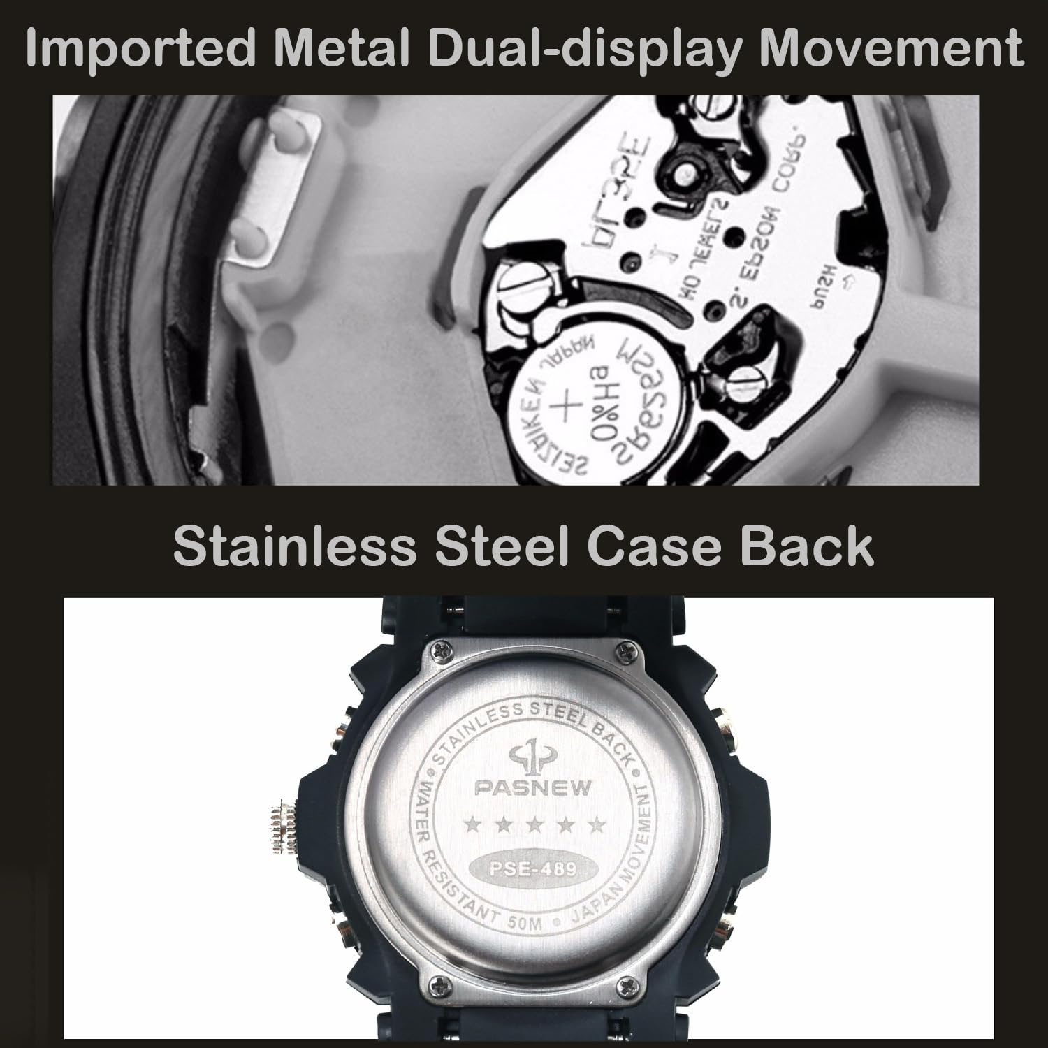 PASNEW Orologio analogico digitale per bambini, contapassi, cronometro, multifunzione, impermeabile fino a 50 m, per adolescenti, ragazzi, ragazze, blu scuro, 489Blu, moderno