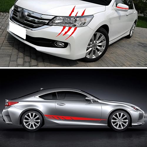 Miniatura 2 de 6 calcomanías de vinilo para el lado del cuerpo del automóvil, calcomanías para puerta lateral de carreras con espejo retrovisor, calcomanías