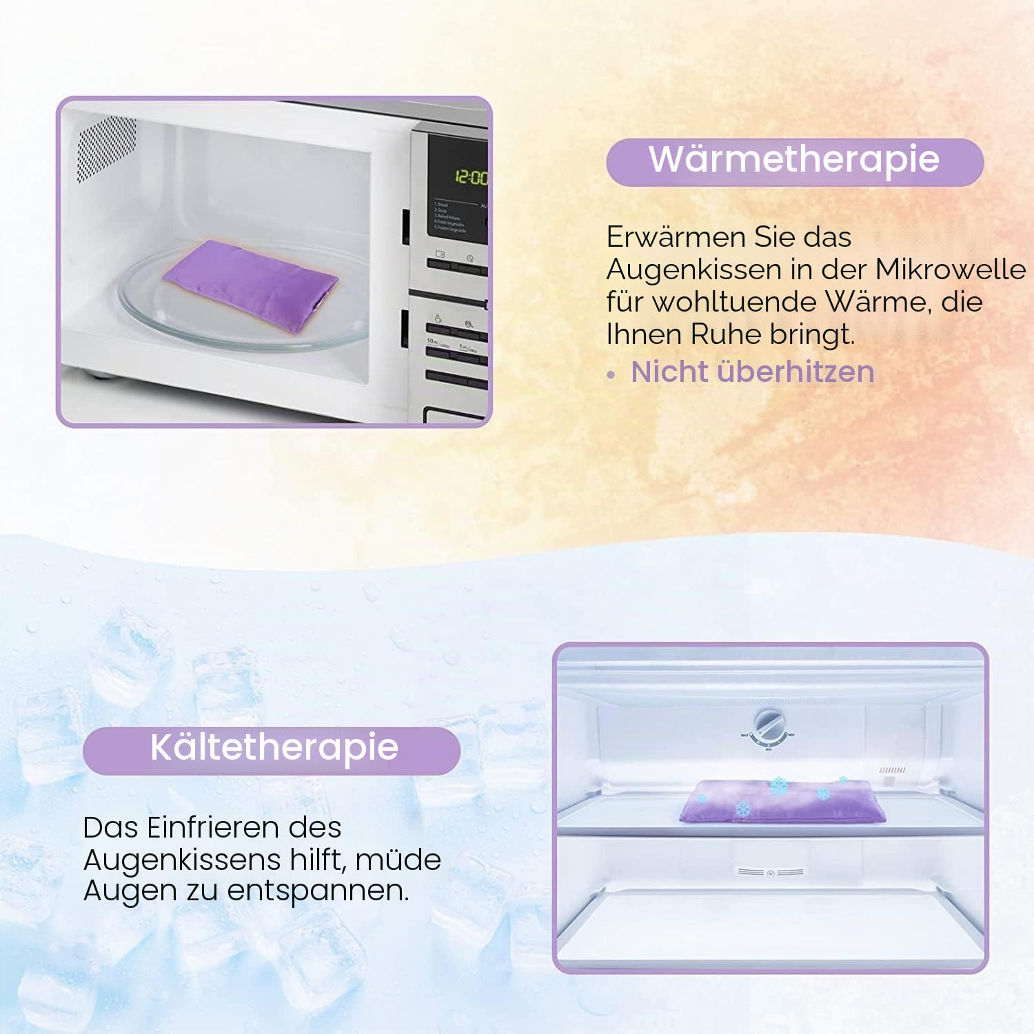 SuzziPad Lavendel-Augenkissen zur Entspannung mit Aromatherapie, gewichtete Augenmaske zum Schlafen, Meditieren, heiße & kalte Augenkompresse für trockene Augen, Entspannungsgeschenke für Frauen,