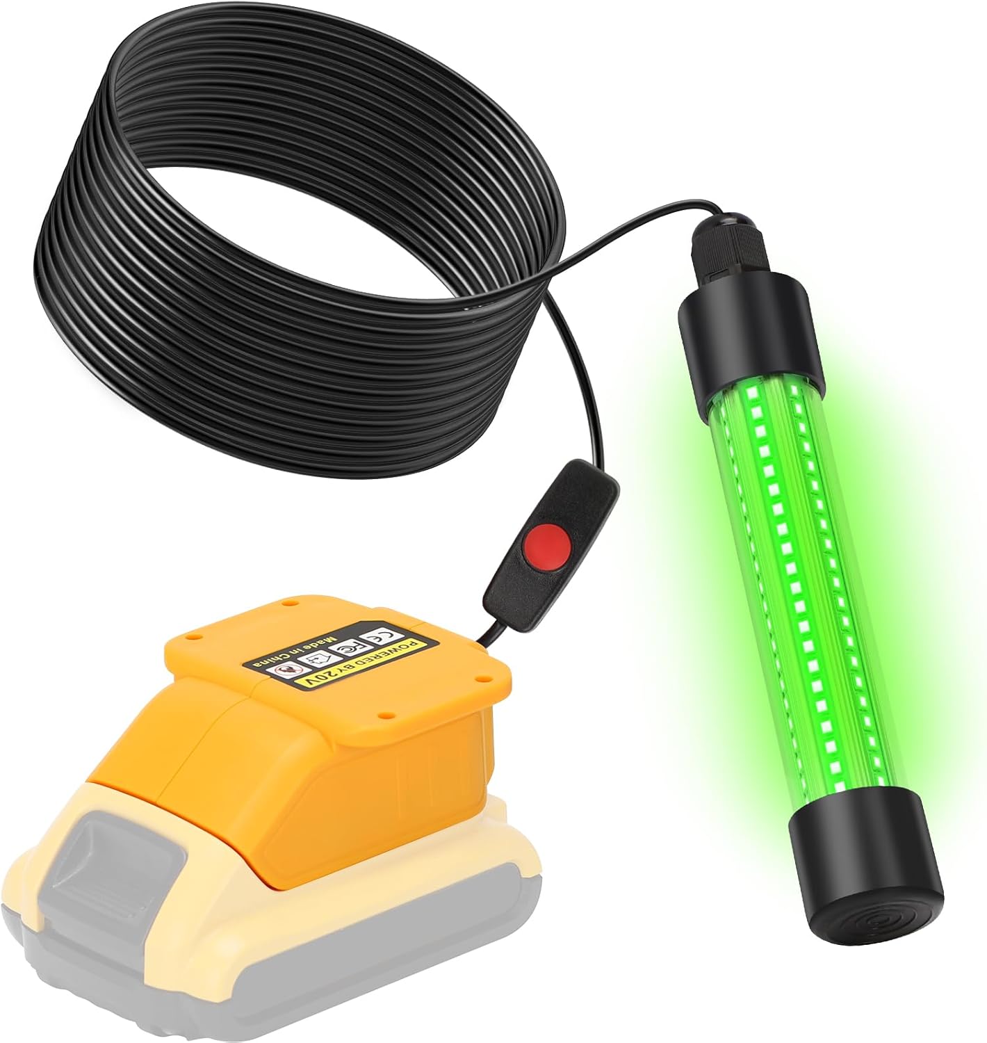 LED Underwater Green Fishing Light Compatible for Dewalt 20V Battery