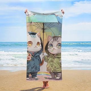 Couple Holding Umbrella Oversized Beach Towel Set 31x 61 in | Large Big Pool Camping Swim Soft Towels Travel Essentials Accessories Must Haves Vacation Necessities Adult Gifts