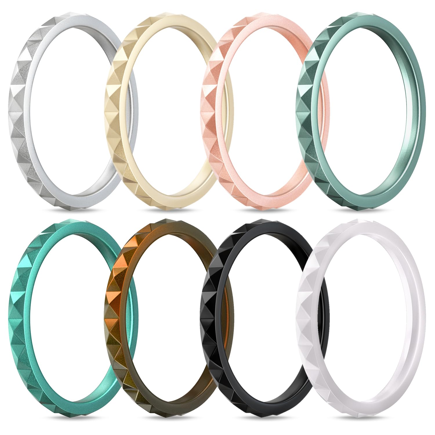 Egnaro Silicone Wedding bands women, Stackable Silicone Ring style