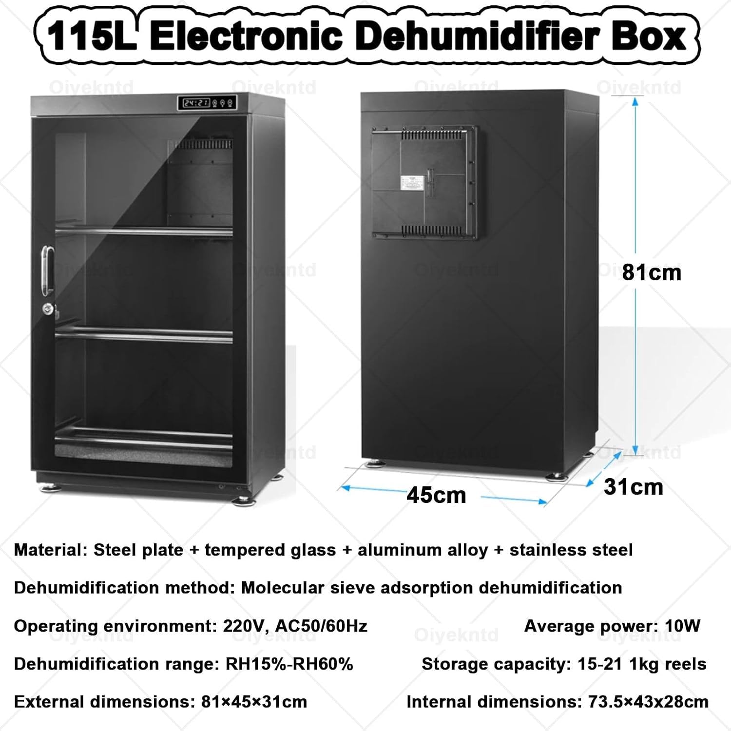 Gabinete Secador y Almacén para Filamento 3D con Control de Humedad Automático, Diseño Hermético, Pantalla LCD y Múltiples Capacidades, Compatible con PLA ABS PETG TPU Nylon PC,115L