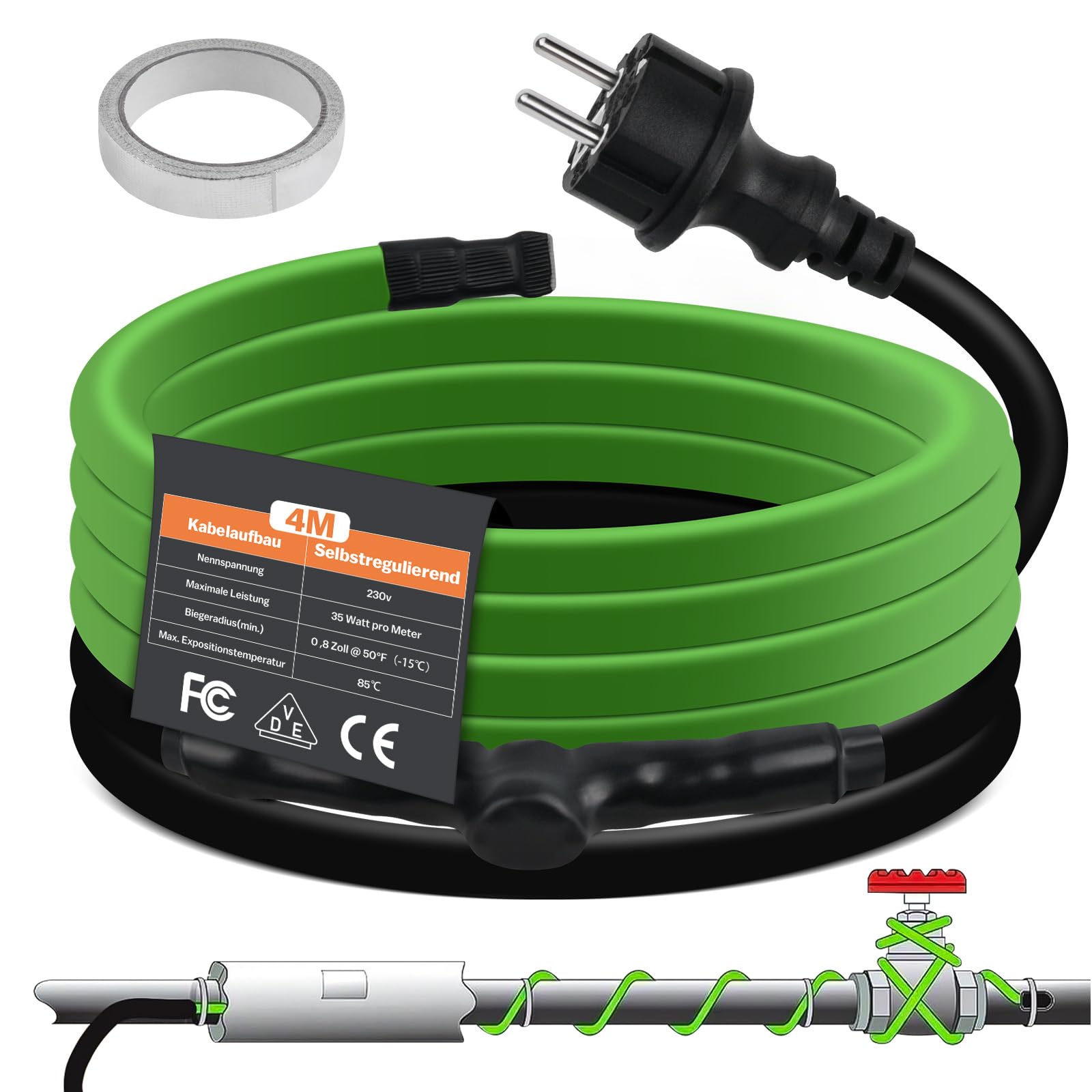 Cavo Riscaldante Autoregolante Vrietina 12m - Antigelo Tubi Con Termostato Integrato - Foto 6