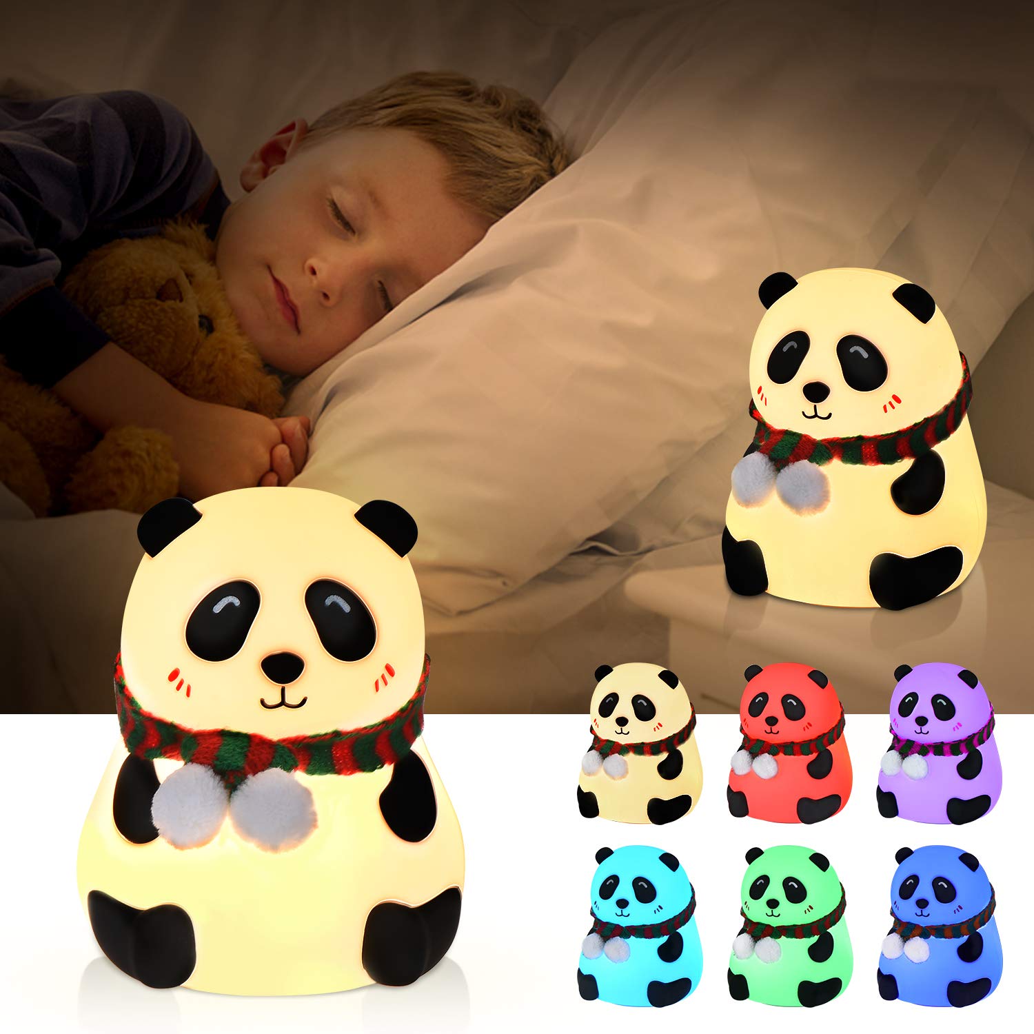 GoLine Cute Lamp, Kawaii Panda Lamp for Kids Girls Boys Toddlers, Cute Silicone Animal Nursery Night Light for Kids Bedroom, Panda Bear Lamp for Bedroom.
