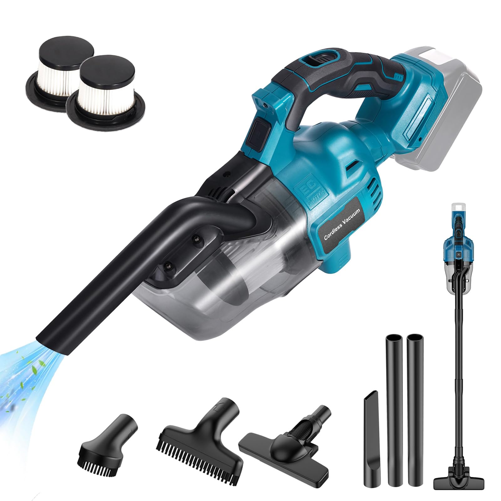 Handheld Cordless Vacuum Cleaner for Makita 18V Battery, Portable Wireless Power Vacuum Cleaner, 4 Multi Nozzle, 2 HEPA Filter, Lightweigt Vacuum for Home Pet Hair, Car (Battery NOT Include)