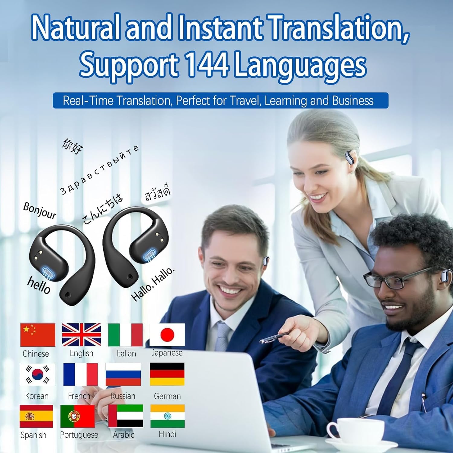 AI Translation Earbuds, Real-Time Translator Earbuds with 144 Languages & Accents - Image 3