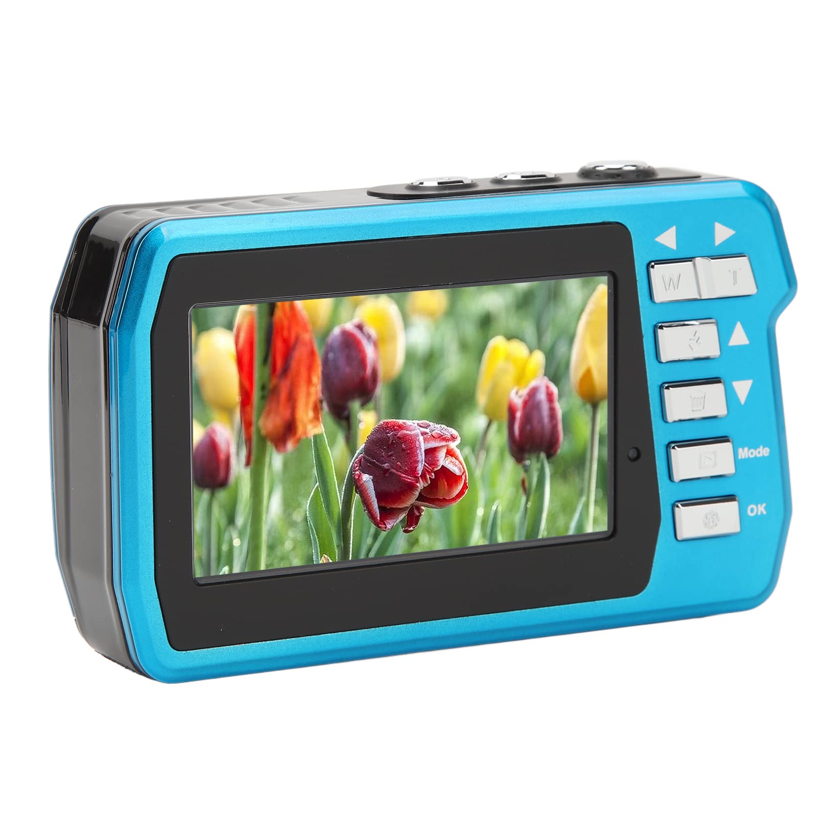 Dual Screen Digital Camera, 56MP 18X Zoom 3.0in Rear IPS Screen 2in Front IPS Digital Camera, 10ft Waterproof Underwater Camera with Mic, Full Video Recording Camera