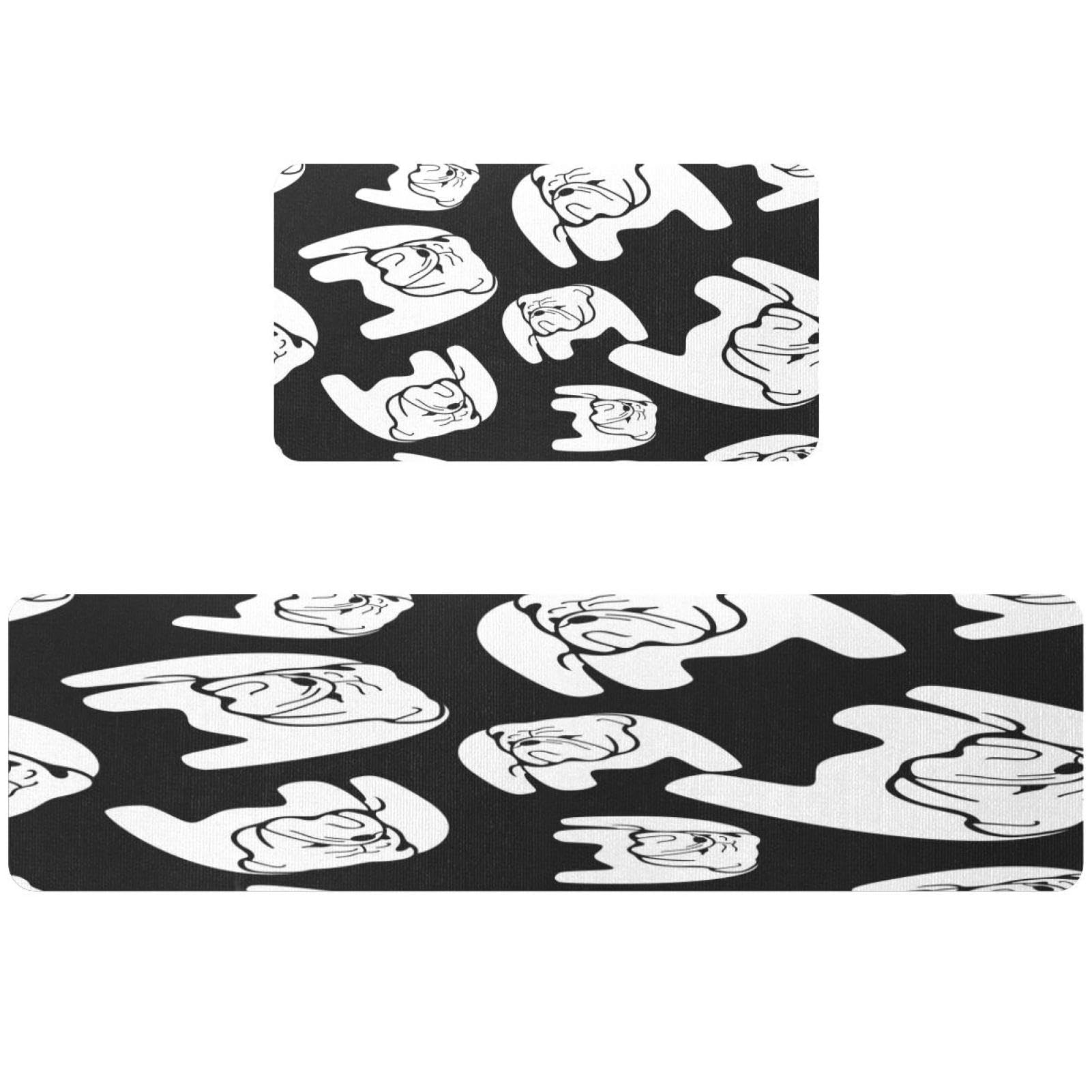 Alfombrillas de cocina VAPOKF con estampado de bulldog alfombras antideslizantes lavables juego de 2