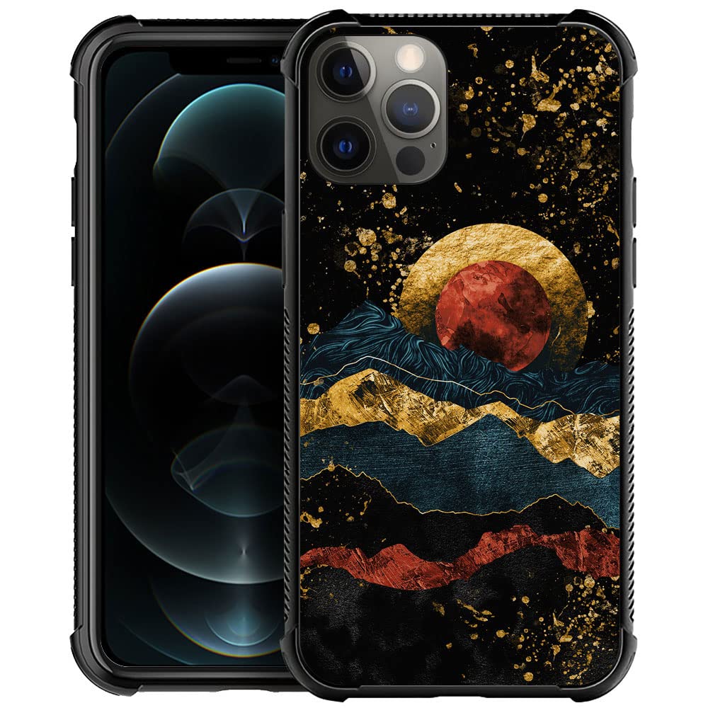 DJSOK Compatible with iPhone 12/12P Case，Design Pattern Back Bumper Anti Scratch Reinforced Corners Soft TPU Caver,Cases for Men Women-Luxury Golden