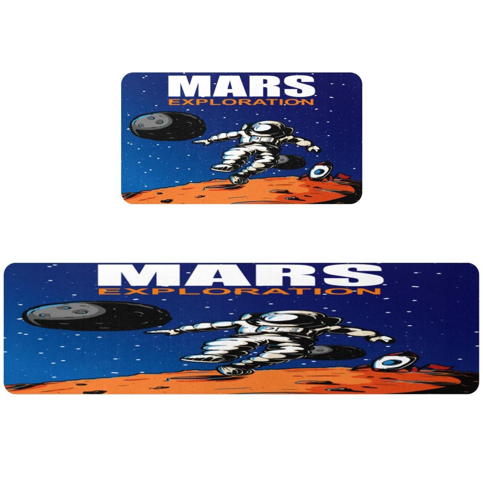 Alfombrillas de cocina VAPOKF con diseño de Marte y astronauta lavables