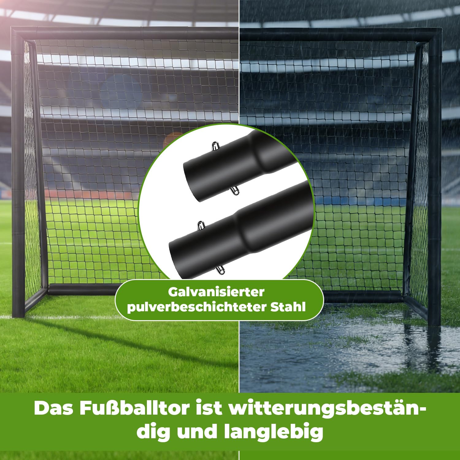 Metall Fußballtor,Fußballtor mit Stahlrahmen mit Polsterung, Erdhaken für Strand, Park, Trainingstore, Spielplatz, Hinterhof, Garten