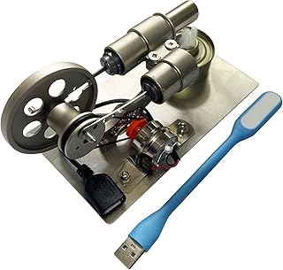 Hot Air Stirling Engine Motor Model,Stirling Engine Kit, Single-Cylinder Metal Stirling Engine External Combustion